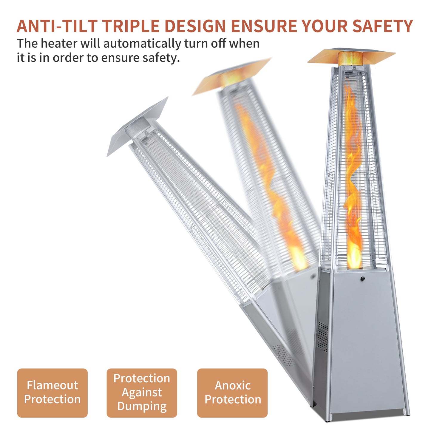 LAUSAINT Pyramid Propane Heater 48,000BTU - Patio Propane Heater (glass tube only)