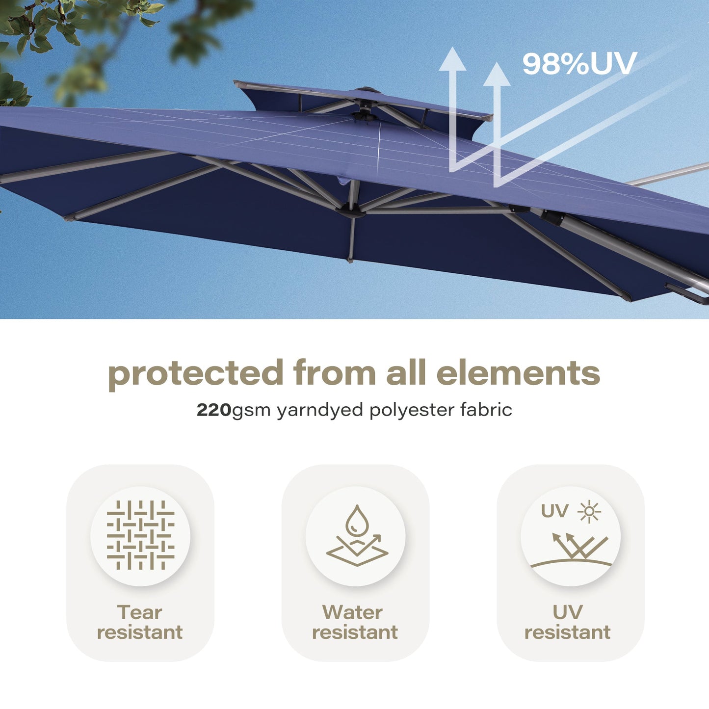 LAUSAINT HOME 10' Double Top Square Cantilever Umbrella