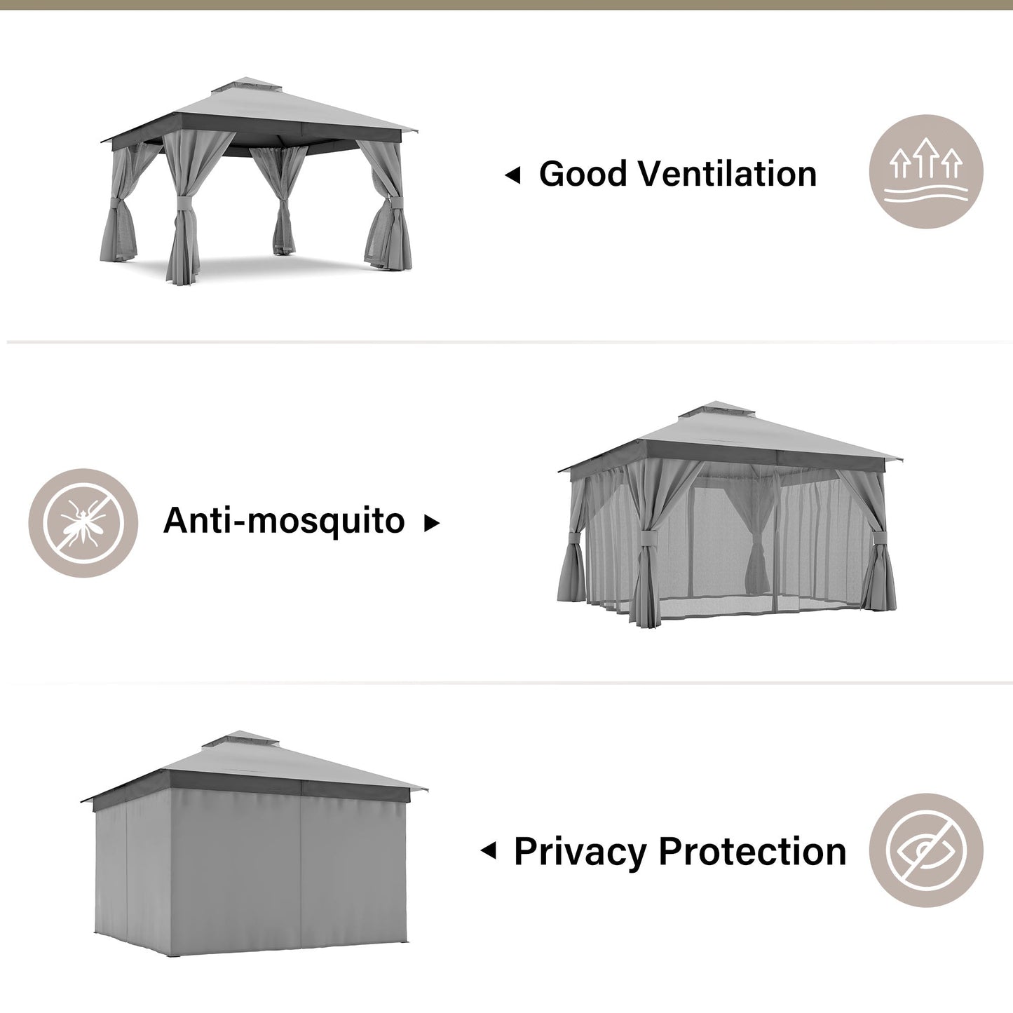 LAUSAINT HOME 12'X 12' Patio Steel Gazebo