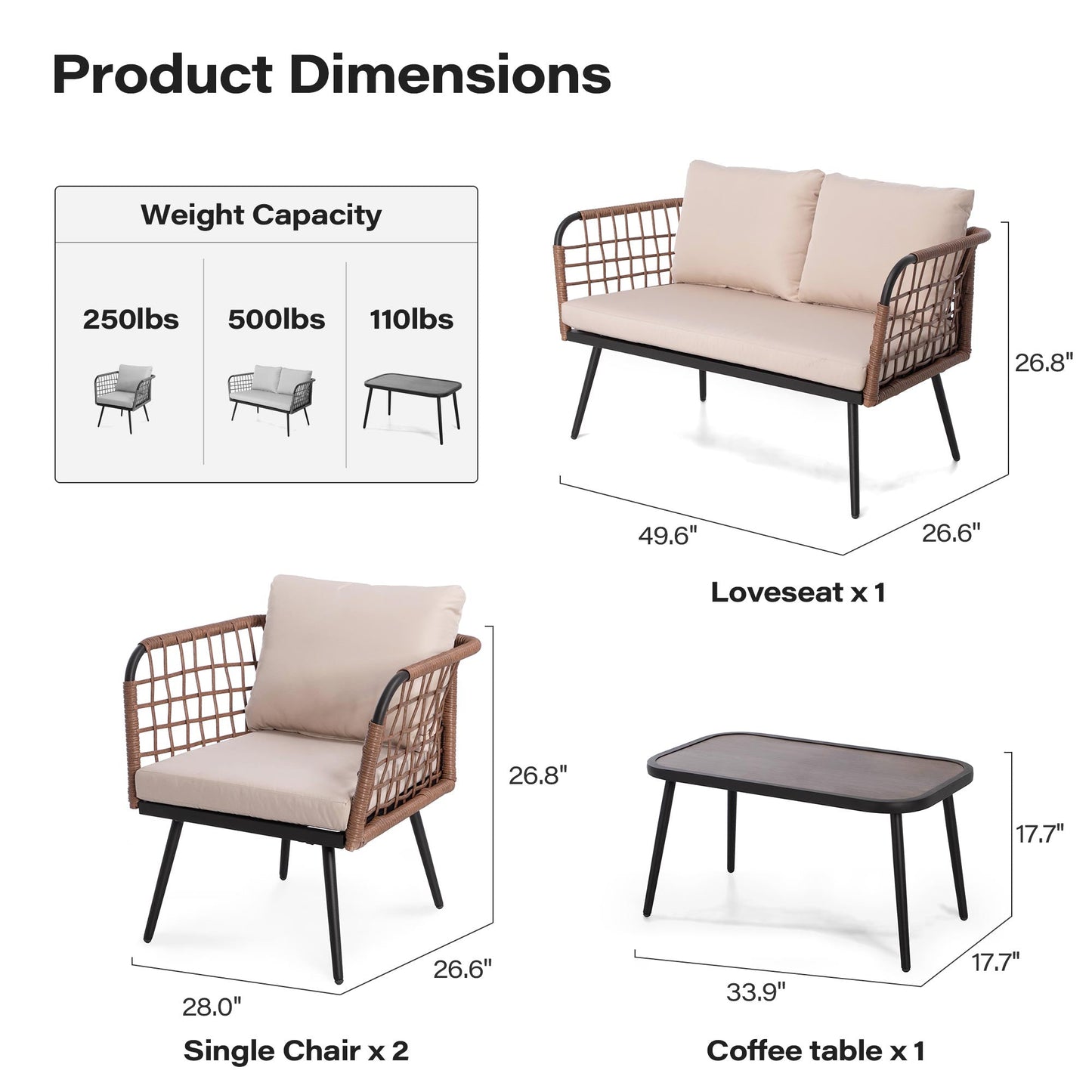 LAUSAINT HOME 4-Piece Patio Furniture Set