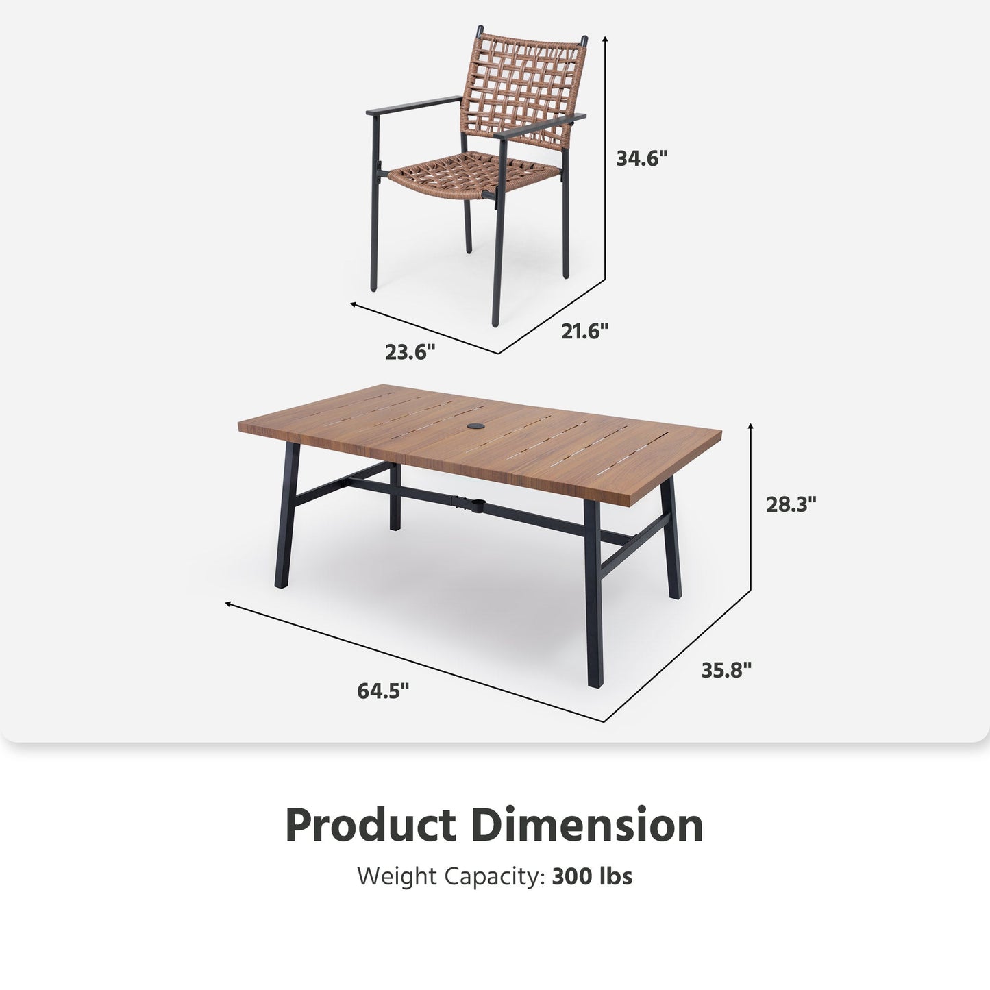 LAUSAINT HOME 7 Pieces Outdoor Rattan Patio Dining Set