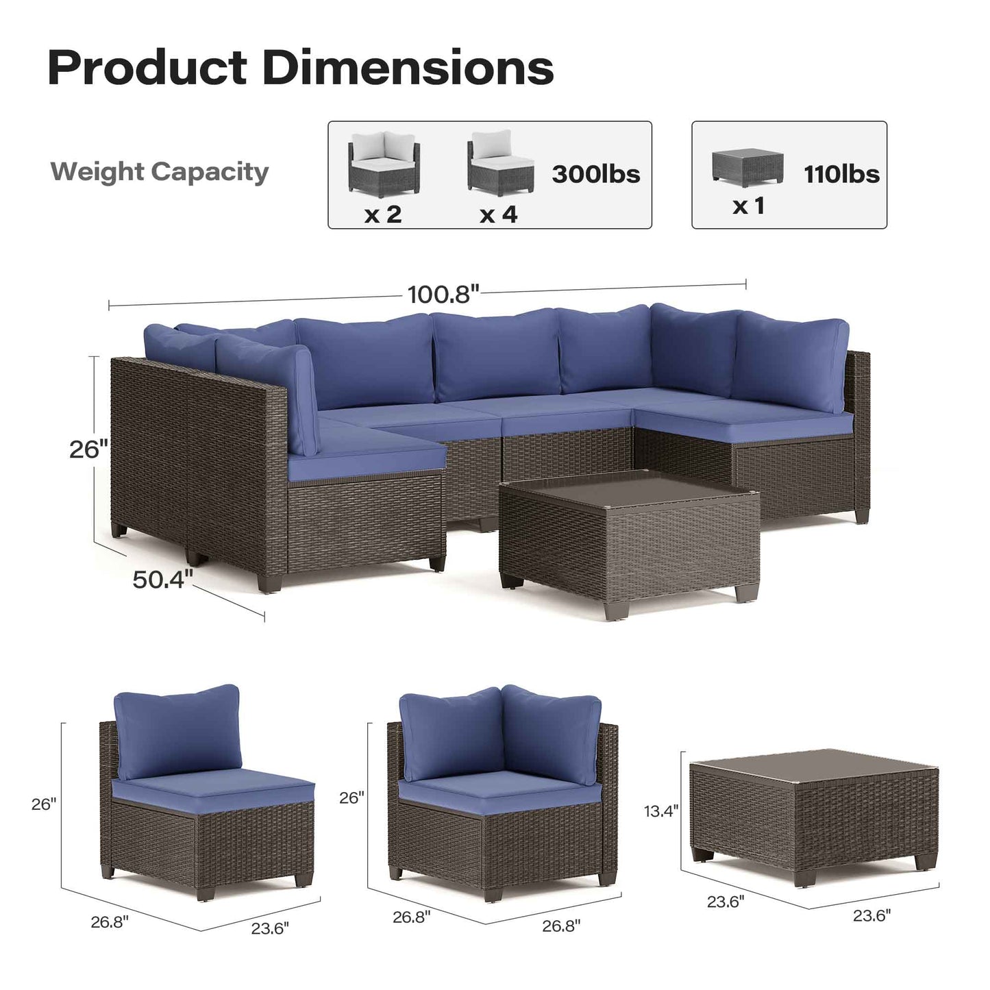 LAUSAINT HOME 7-Piece Wicker Outdoor Conversation Sets