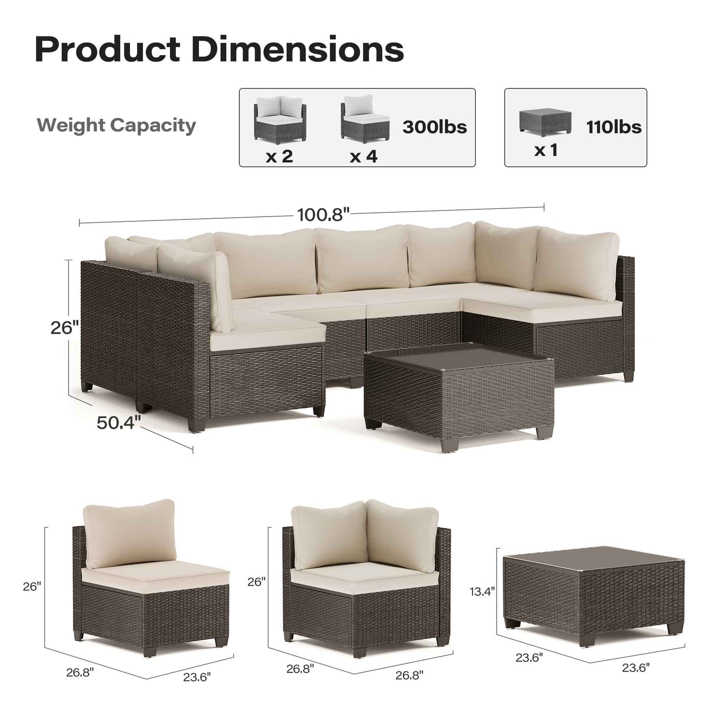LAUSAINT HOME 7-Piece Wicker Outdoor Conversation Sets