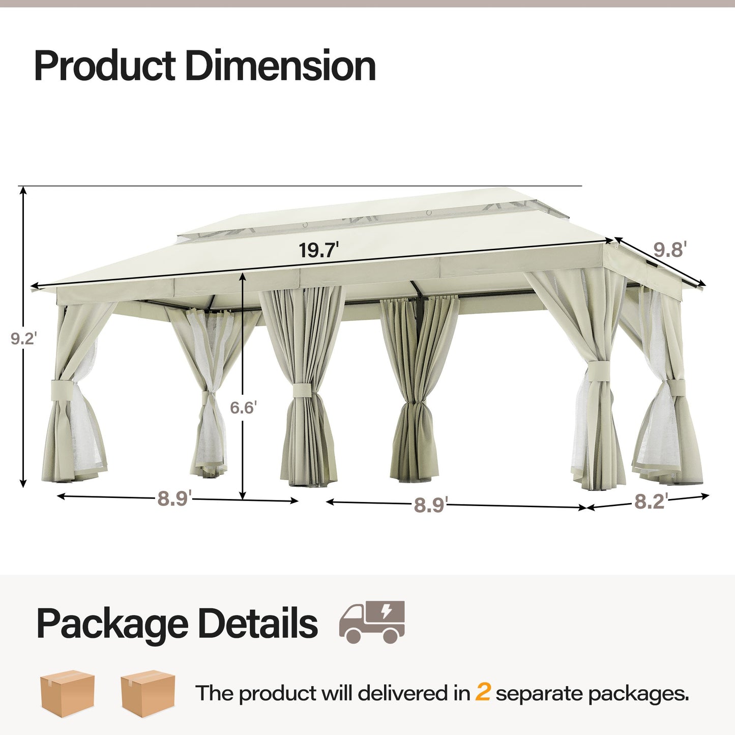 LAUSAINT HOME 10'X 20' Patio Steel Gazebo