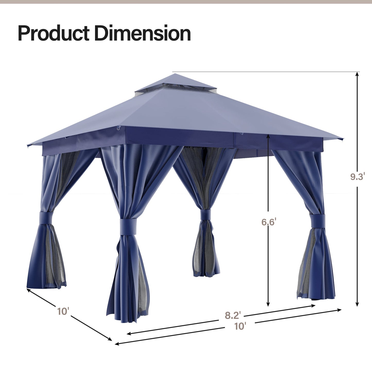 LAUSAINT HOME 10'X10' Patio Steel Gazebo