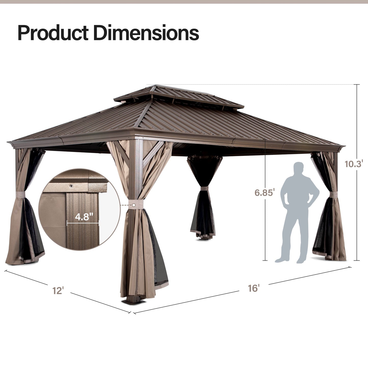 LAUSAINT HOME 12'X16' Hardtop Gazebo
