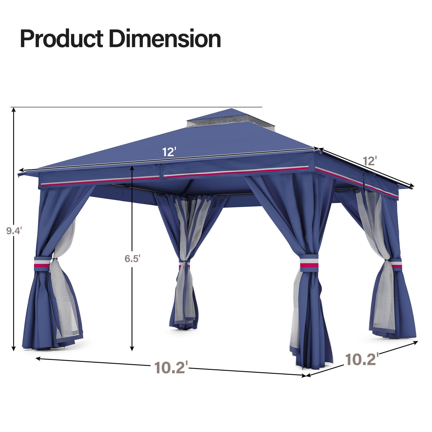 LAUSAINT HOME 12'X 12' Patio Steel Gazebo