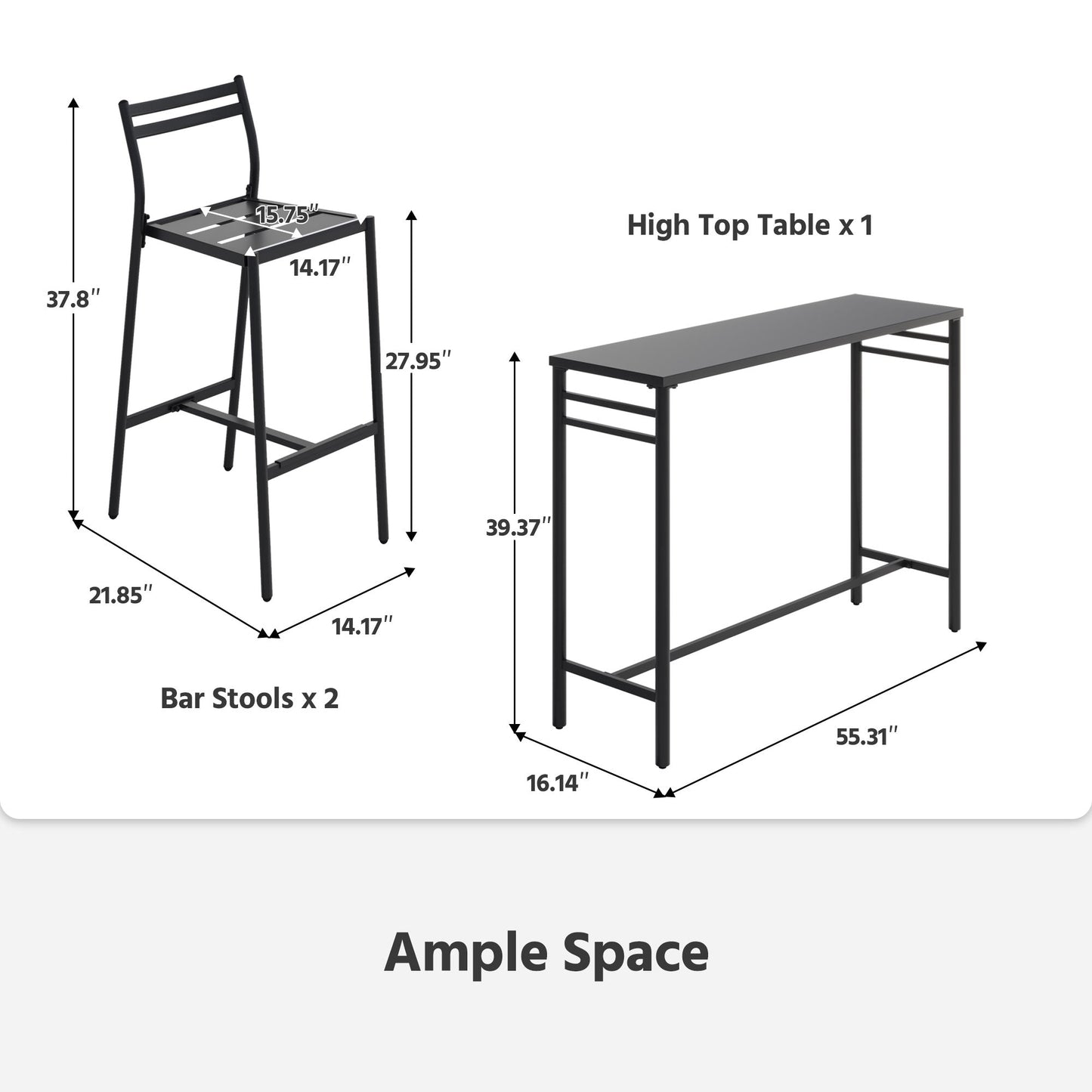 LAUSAINT HOME 3-Piece Height High Outdoor Bar Set