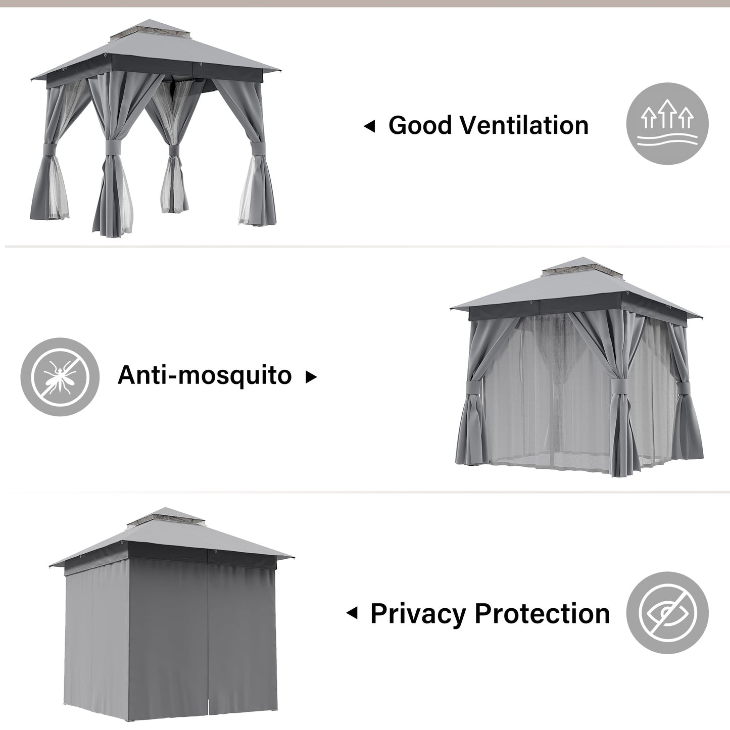 LAUSAINT HOME 8'X 8' Patio Steel Gazebo