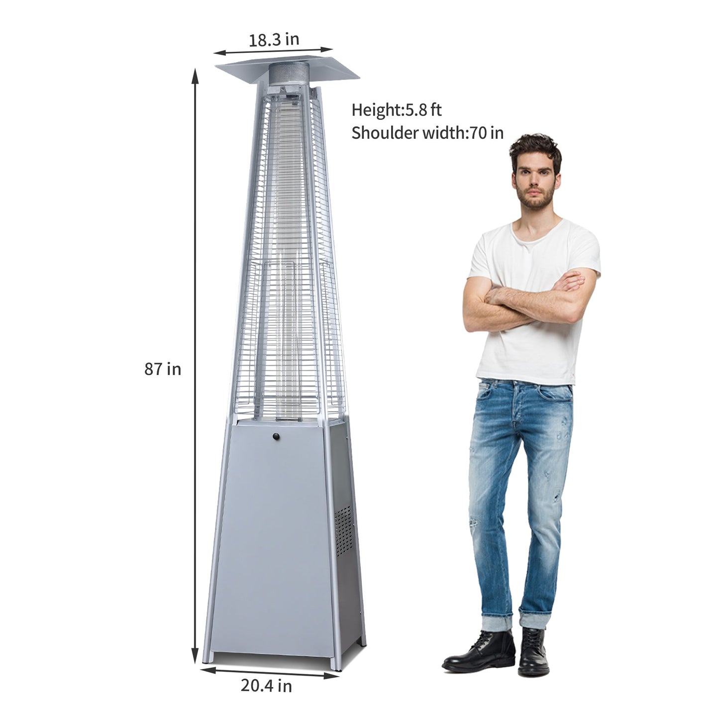 LAUSAINT Pyramid Propane Heater 48,000BTU - Patio Propane Heater (glass tube only)