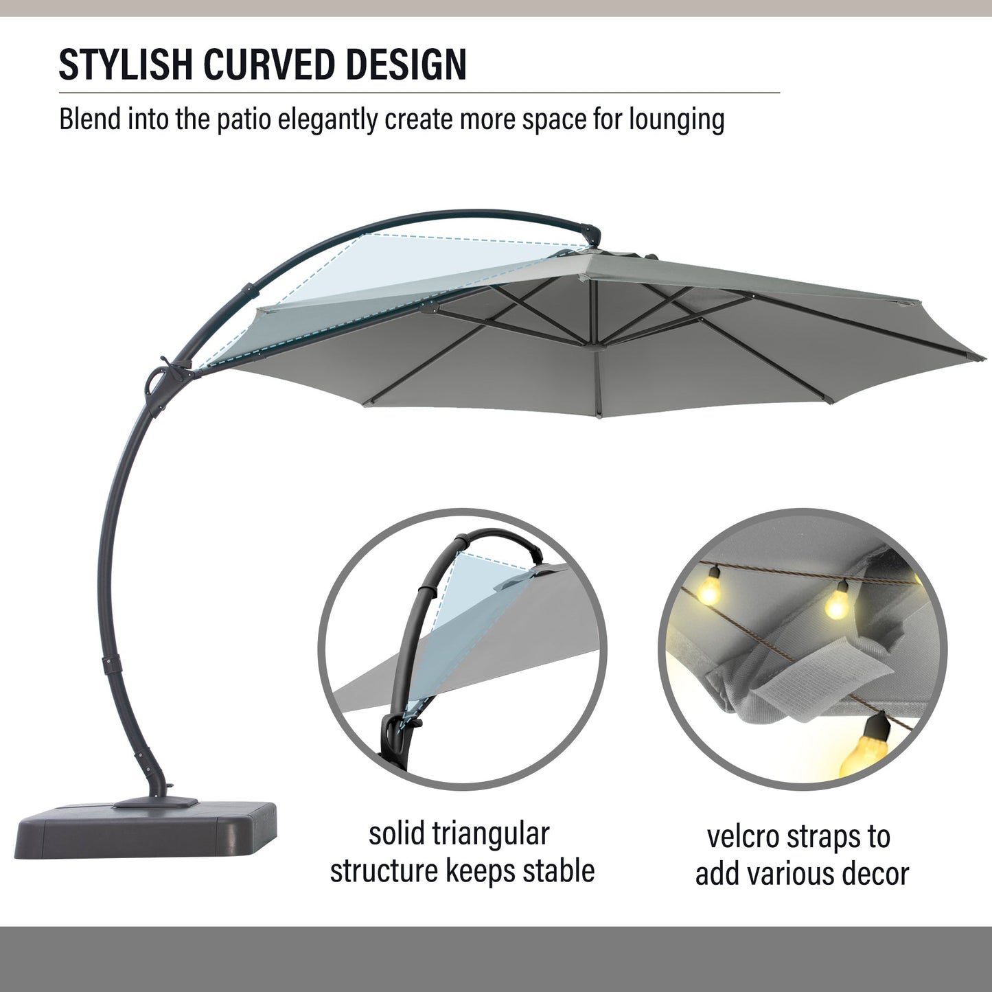 LAUSAINT HOME 12' Deluxe Cantilever Umbrella