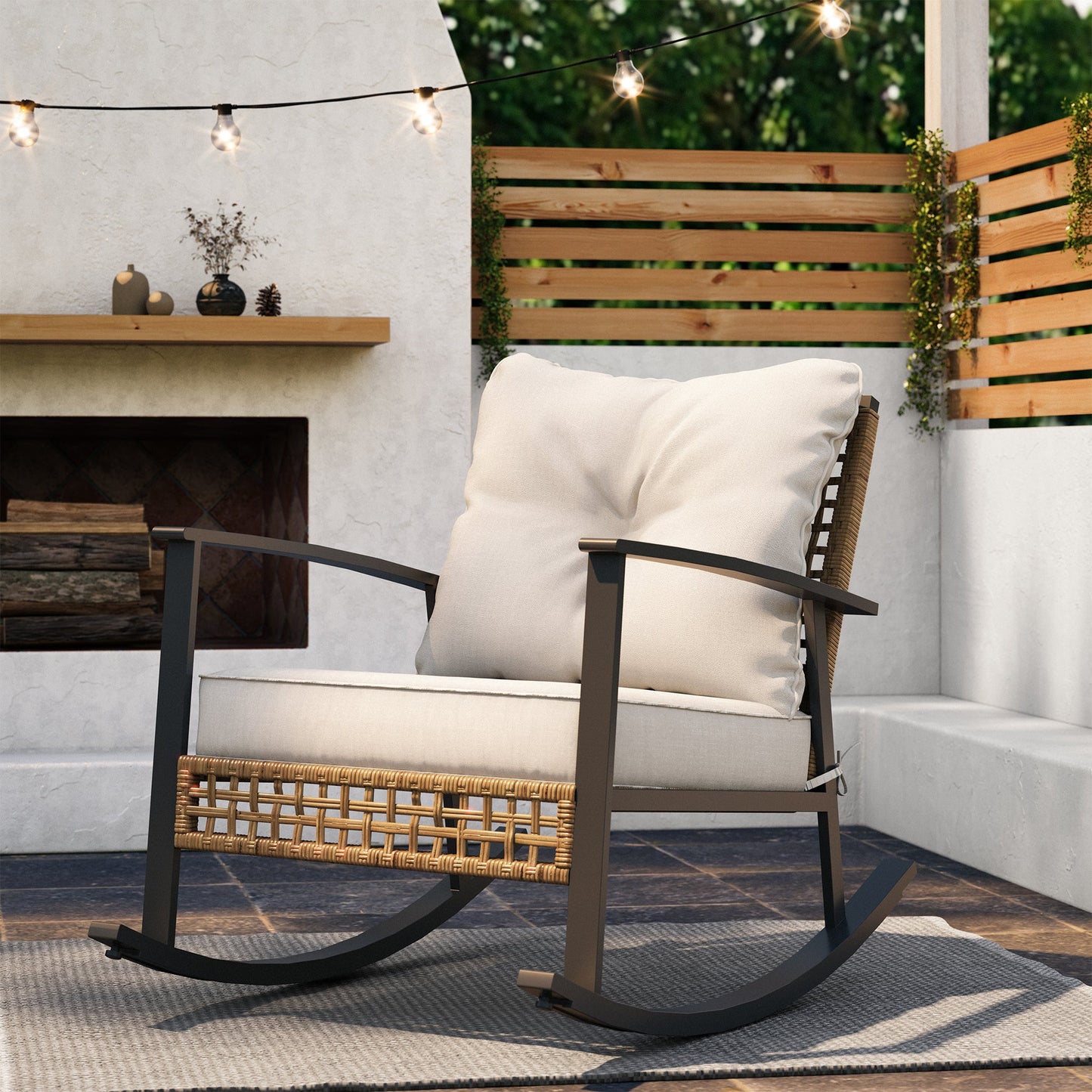 LAUSAINT HOME Wicker Outdoor Rocking Chair(2-piece/ 1-piece)