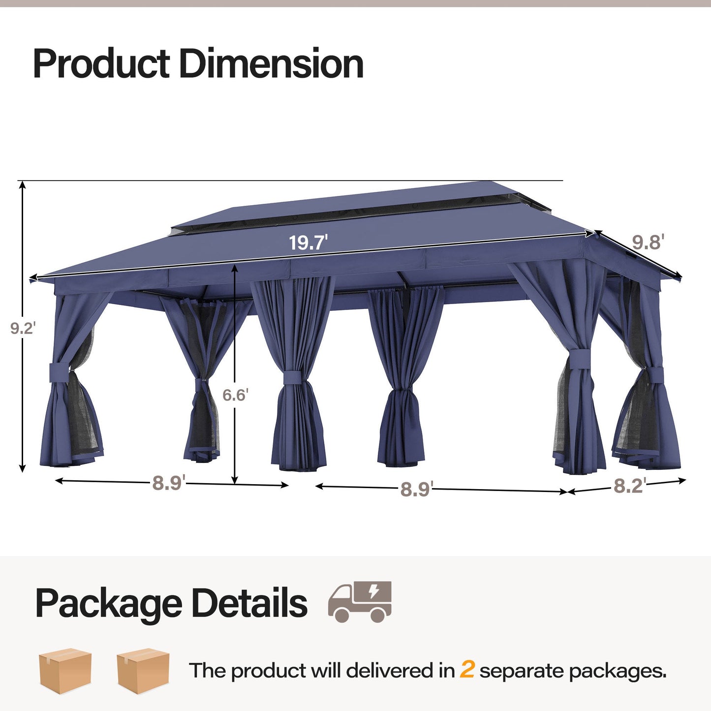 LAUSAINT HOME 10'X 20' Patio Steel Gazebo