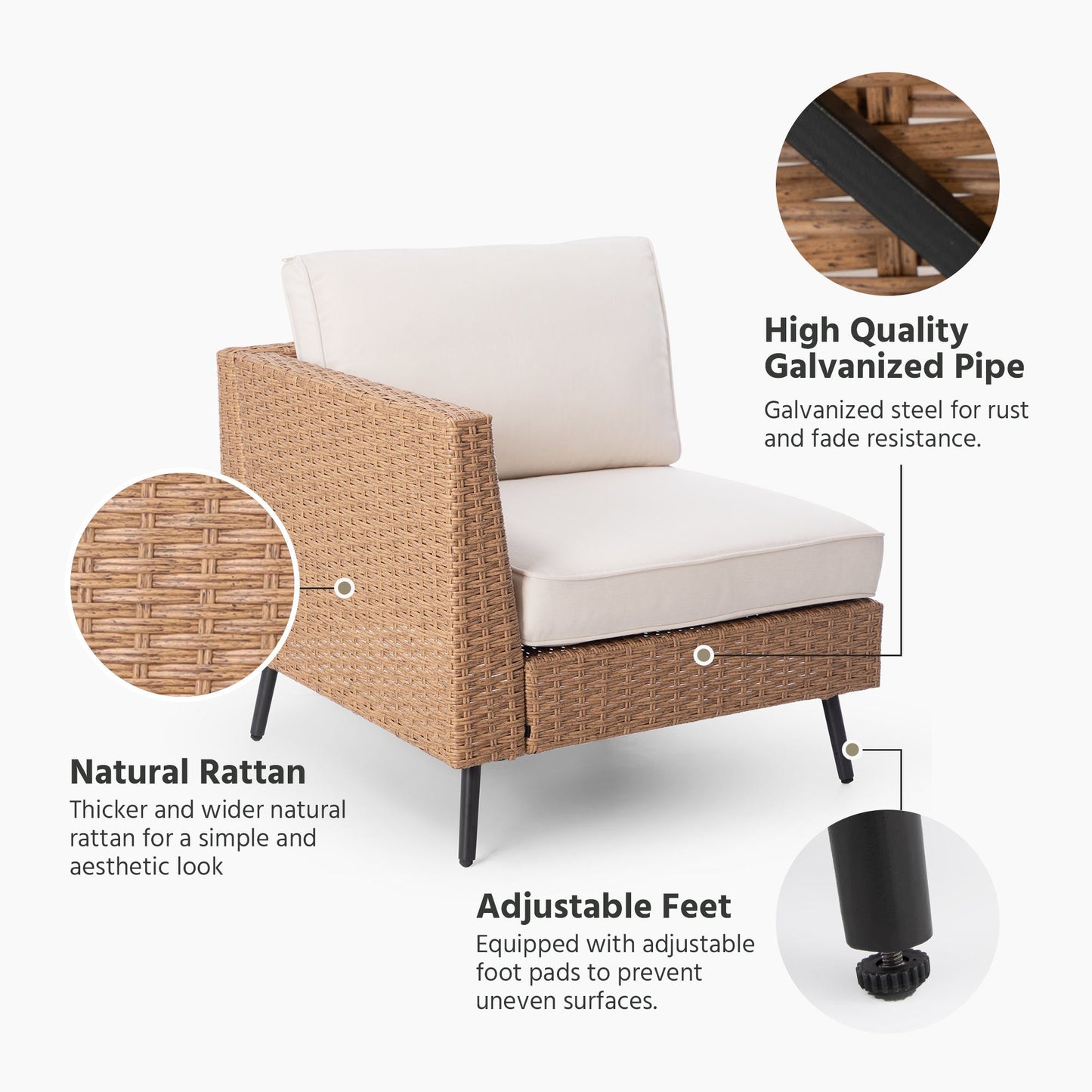 LAUSAINT HOME 6 Pieces Outdoor Rattan Patio Furniture Sets