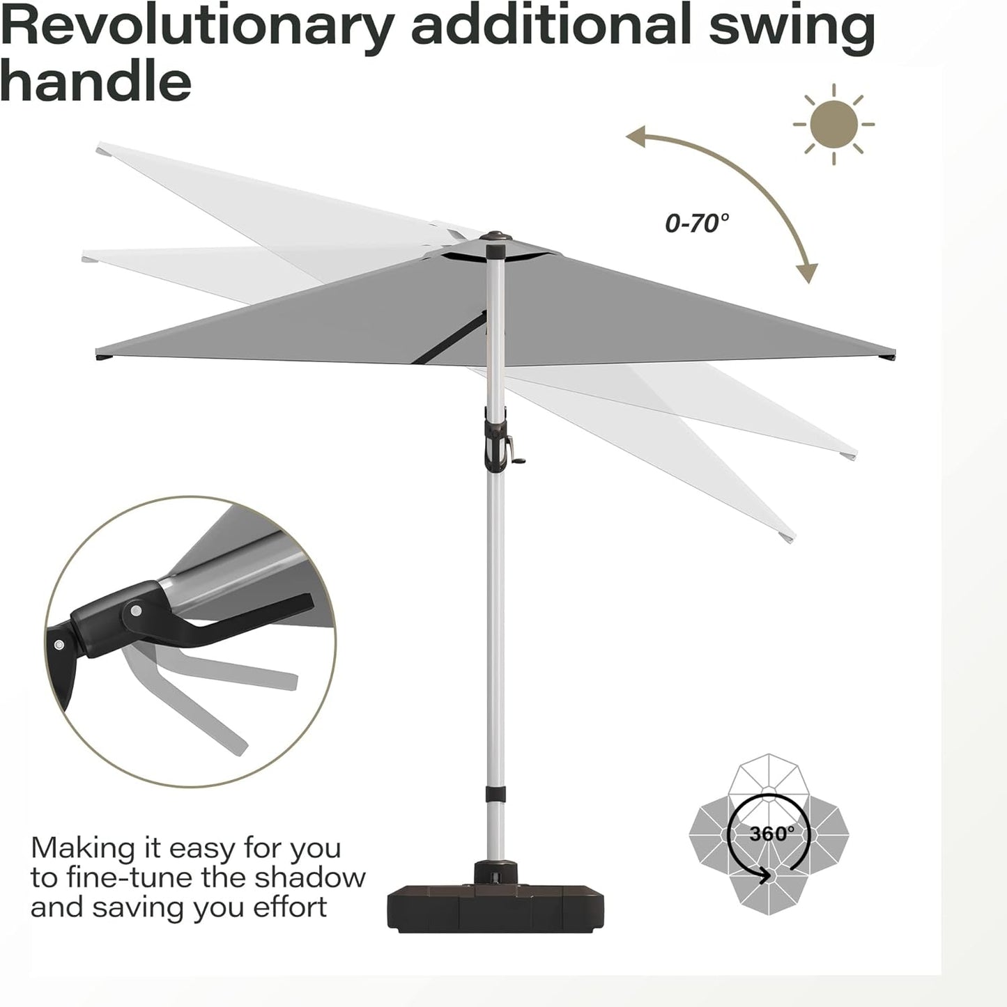 LAUSAINT HOME 10' Square Cantilever Umbrella with Olefin Fabric