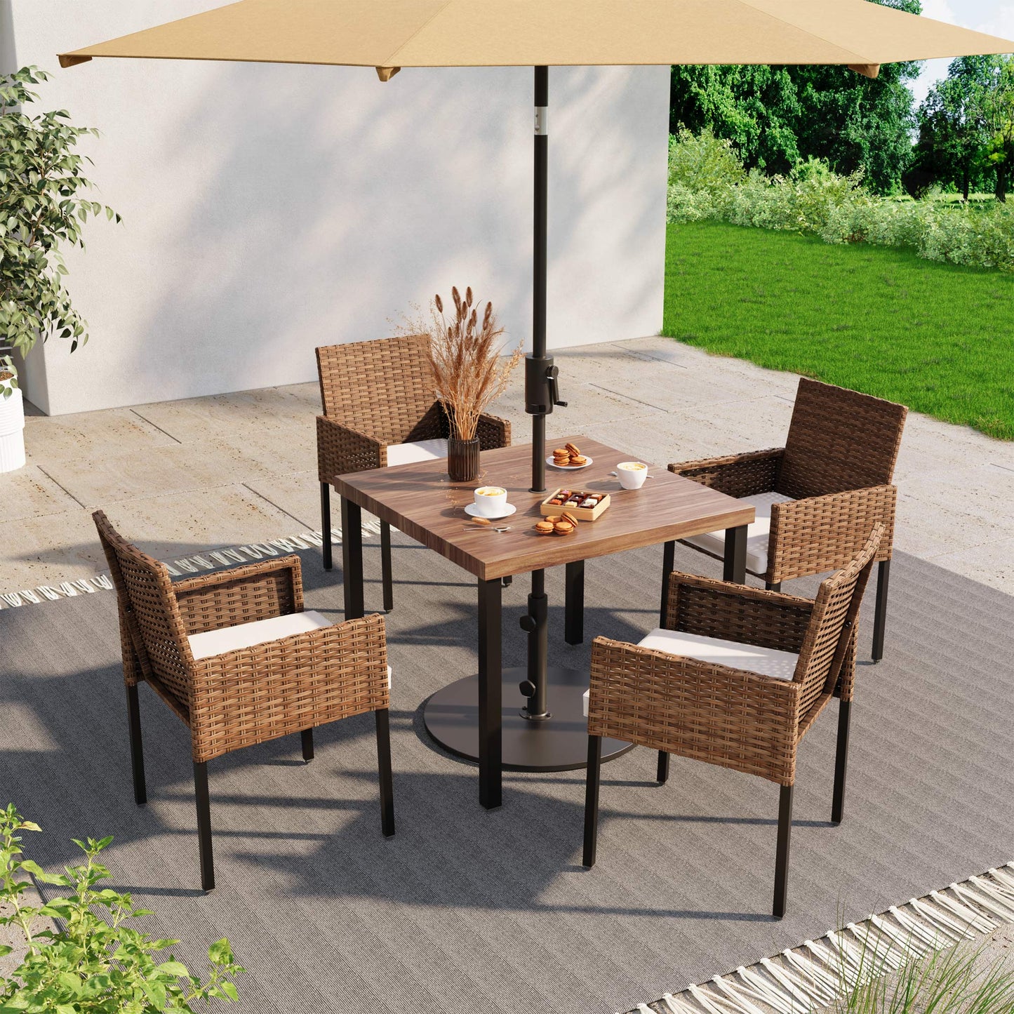 LAUSAINT HOME 5 Pieces Wicker Dining Set