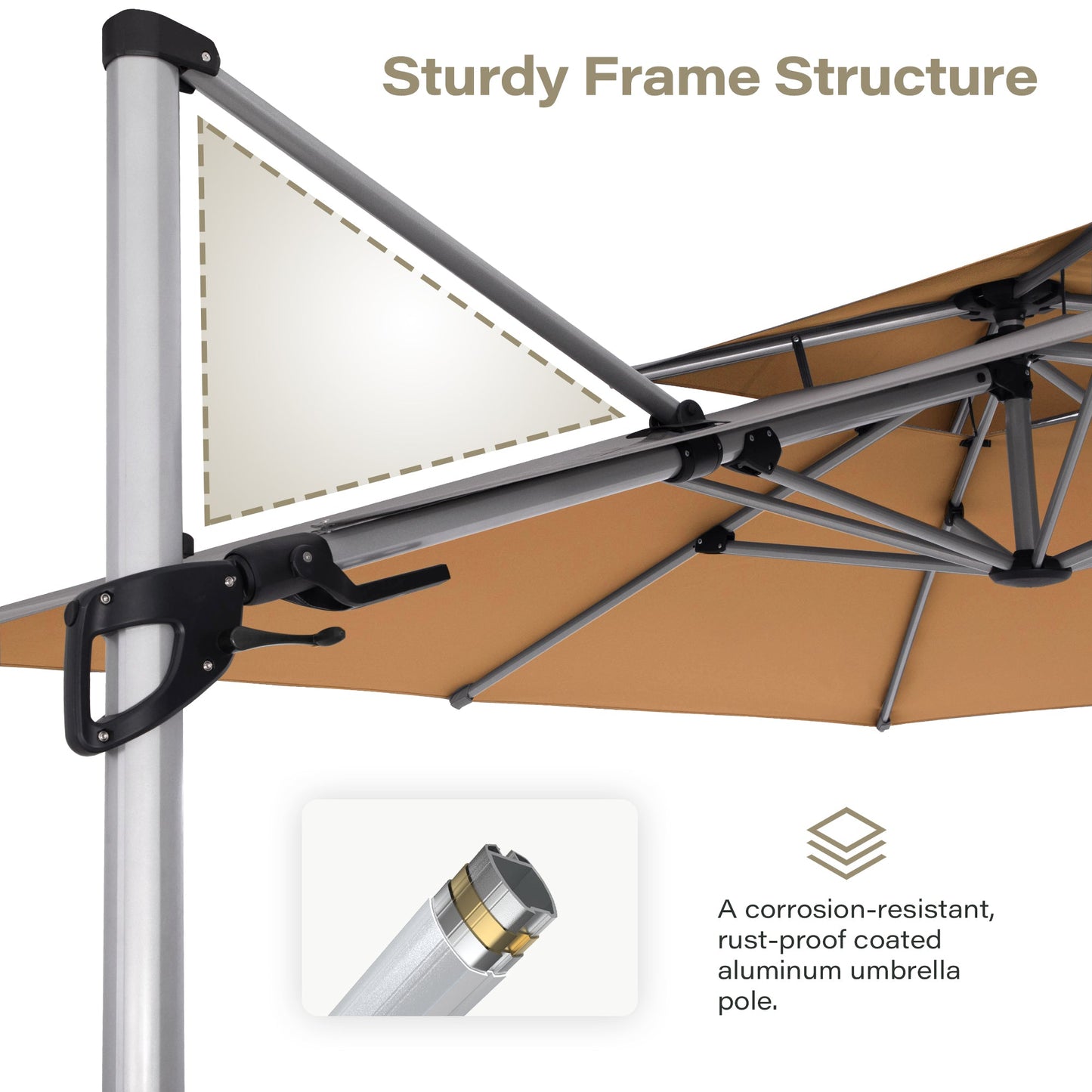 LAUSAINT HOME 10' Double Top Square Cantilever Umbrella