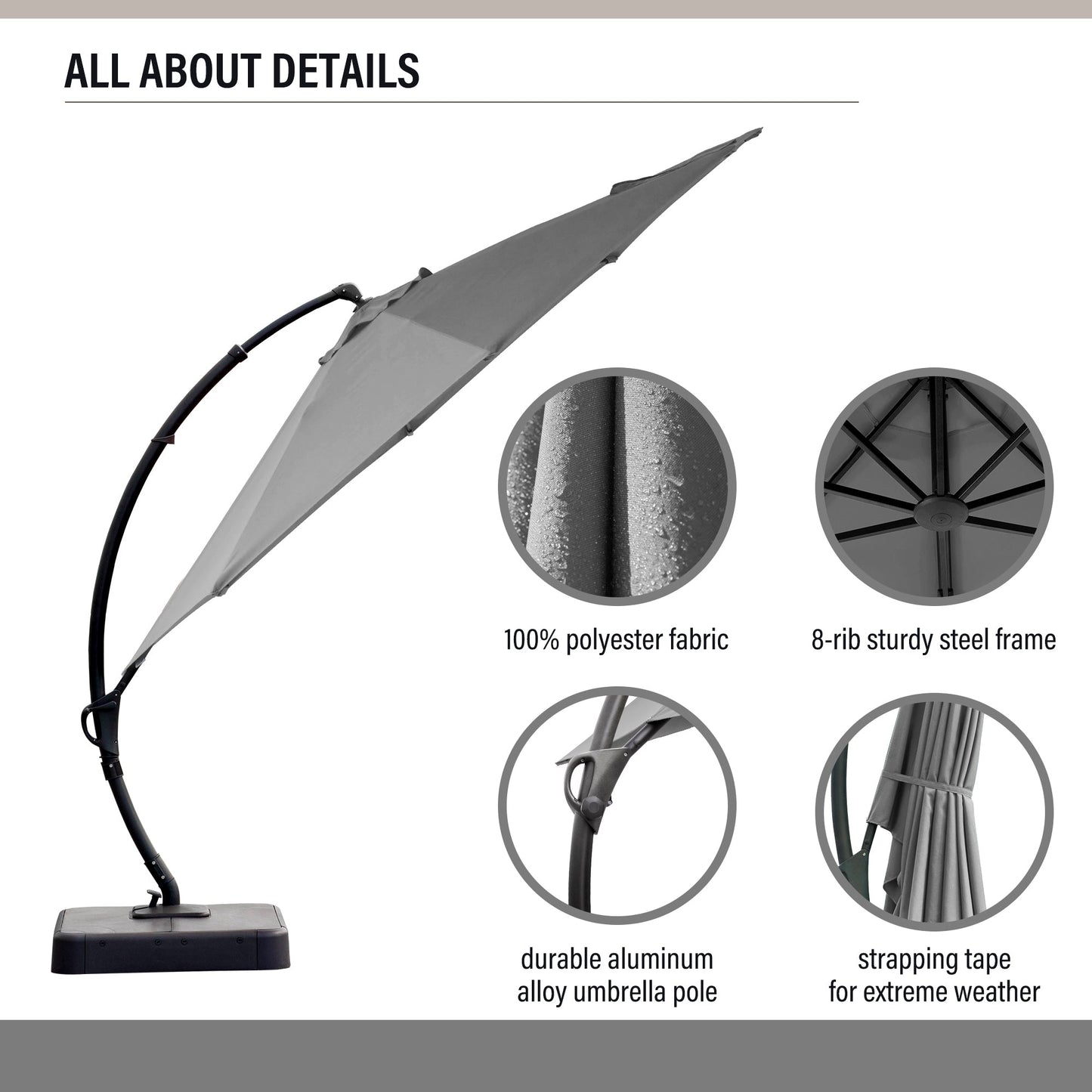 Lausaint Home 11' Deluxe Cantilever Umbrella