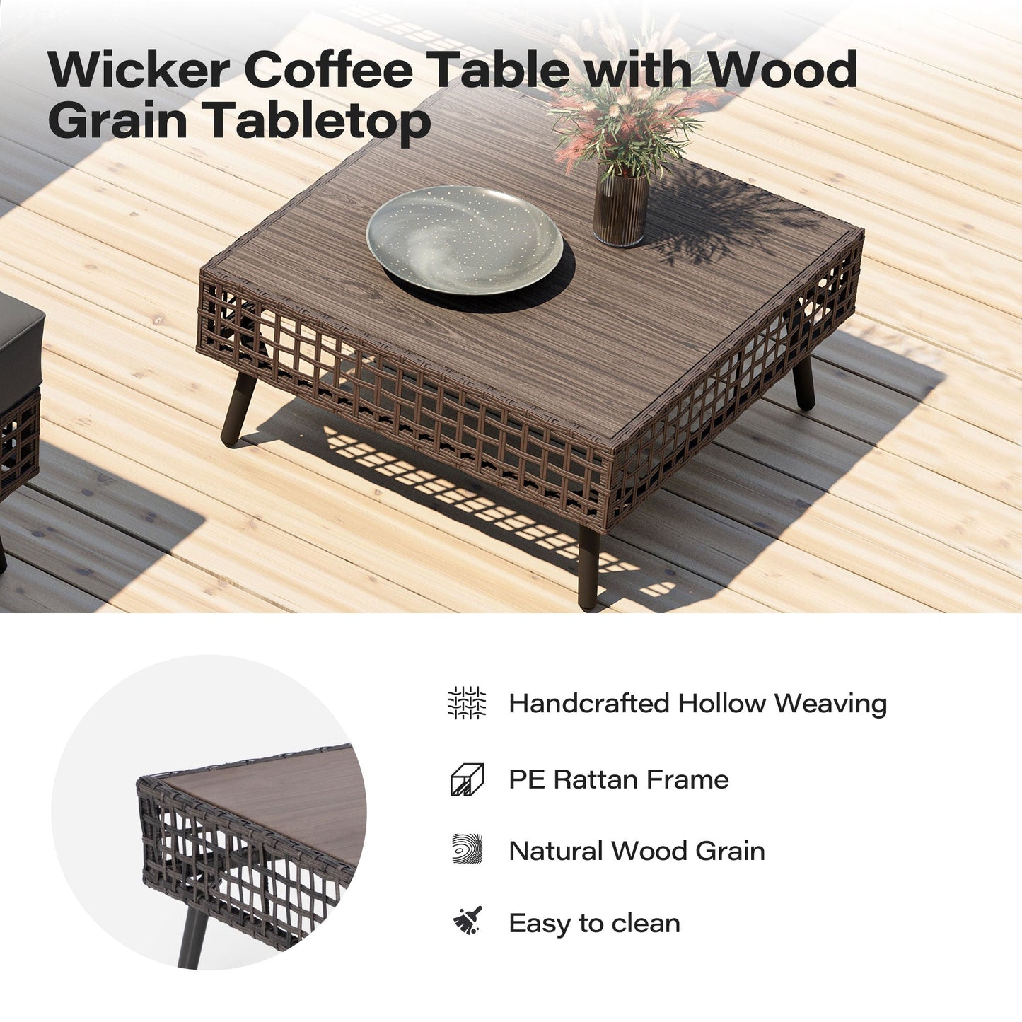 LAUSAINT HOME 7-Piece Wicker Patio Furniture Set