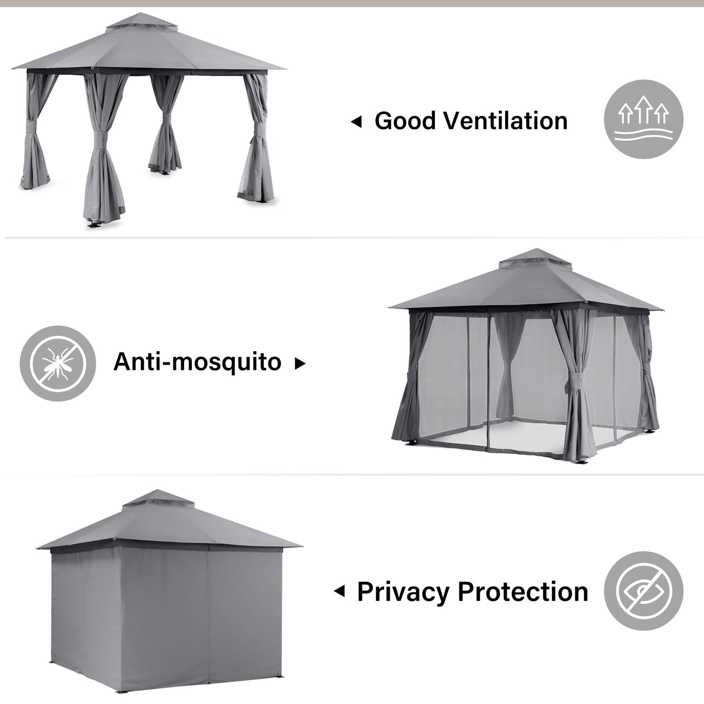 LAUSAINT HOME 10'X10' Patio Steel Gazebo