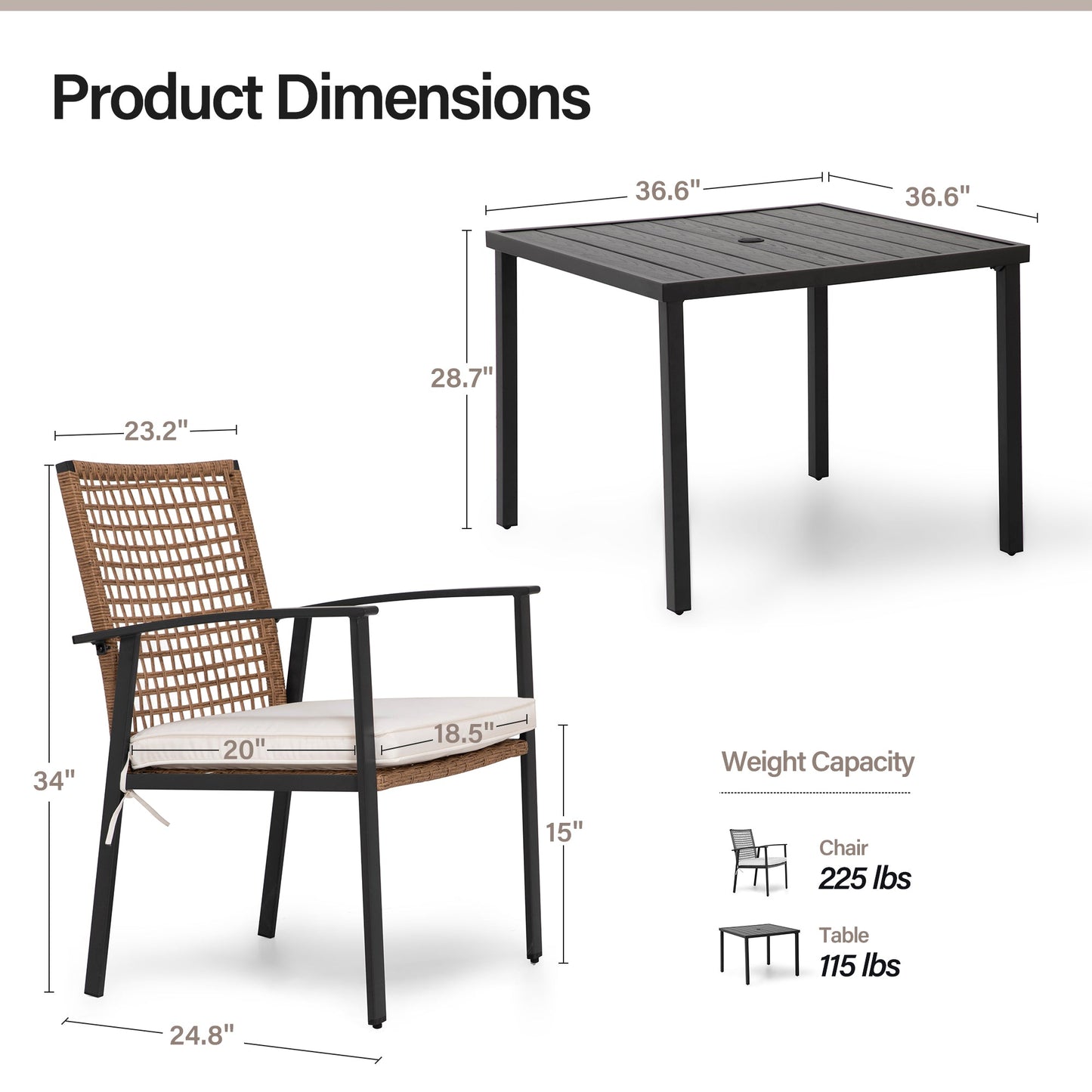 Lausaint Home 5-piece Outdoor Rattan Dining Set