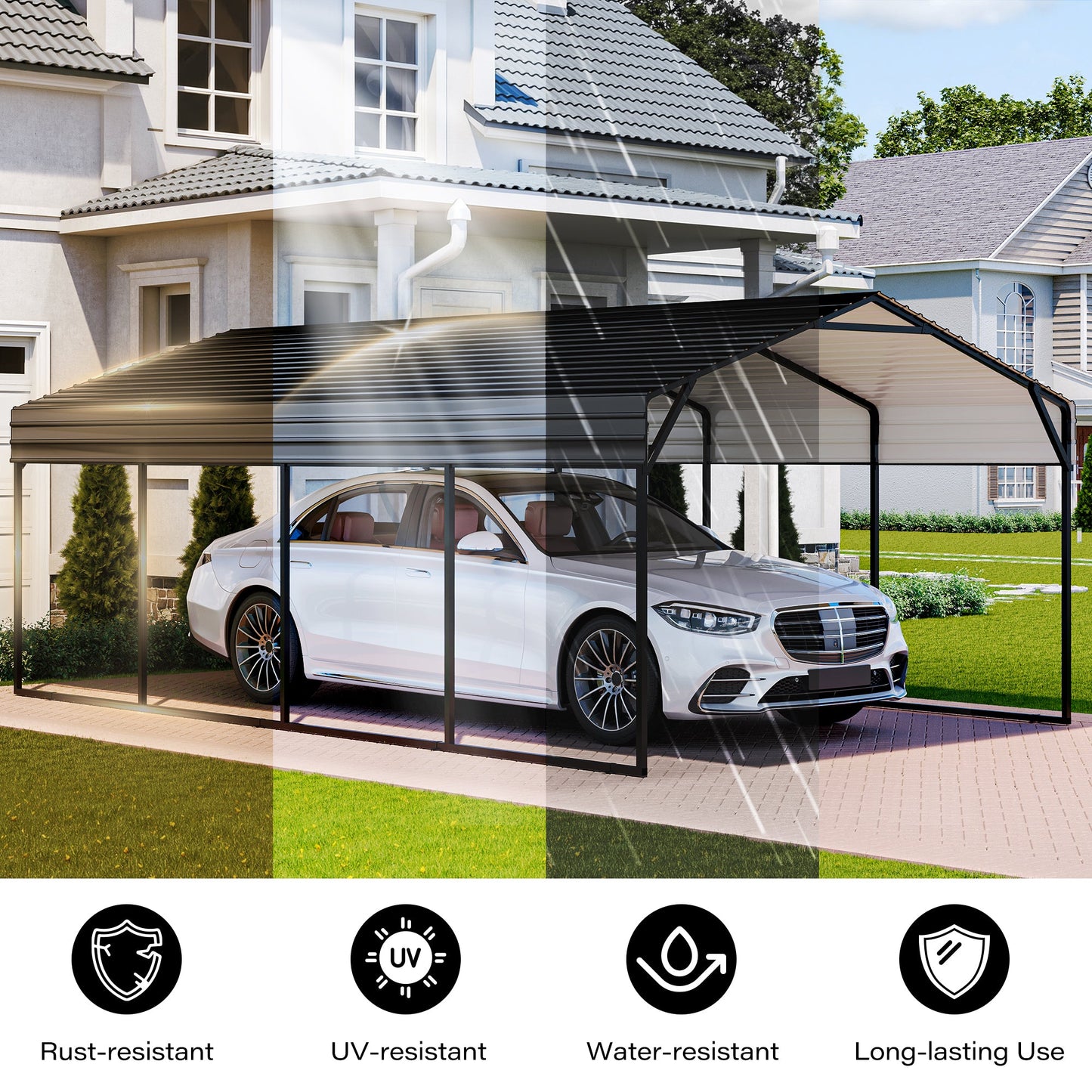LAUSAINT HOME 12 X 20 FT Galvanized Steel Carport