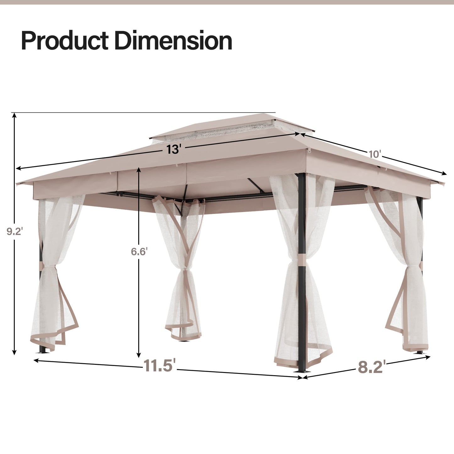 LAUSAINT HOME Patio Gazebo with mosquito mesh