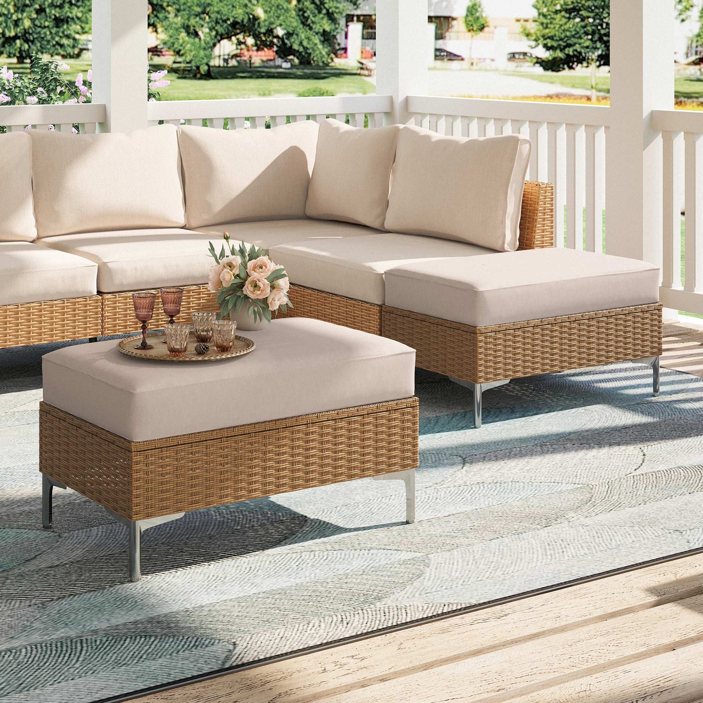 LAUSAINT HOME 2 Pieces Patio Storage Furniture Set with Hidden Storage Compartment