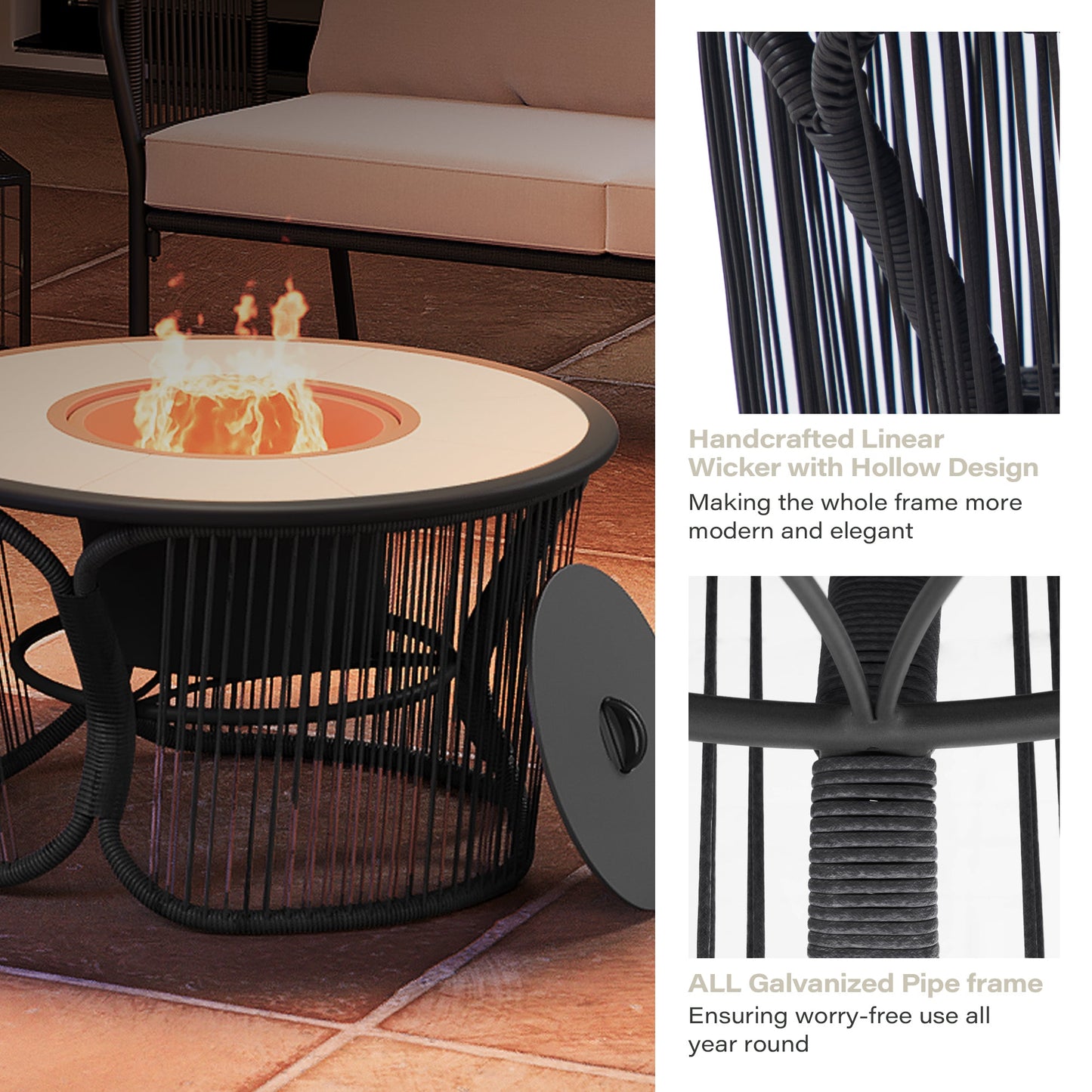 LAUSAINT HOME 3 in 1 Fire Pit for Backyard Bonfire Patio Outside