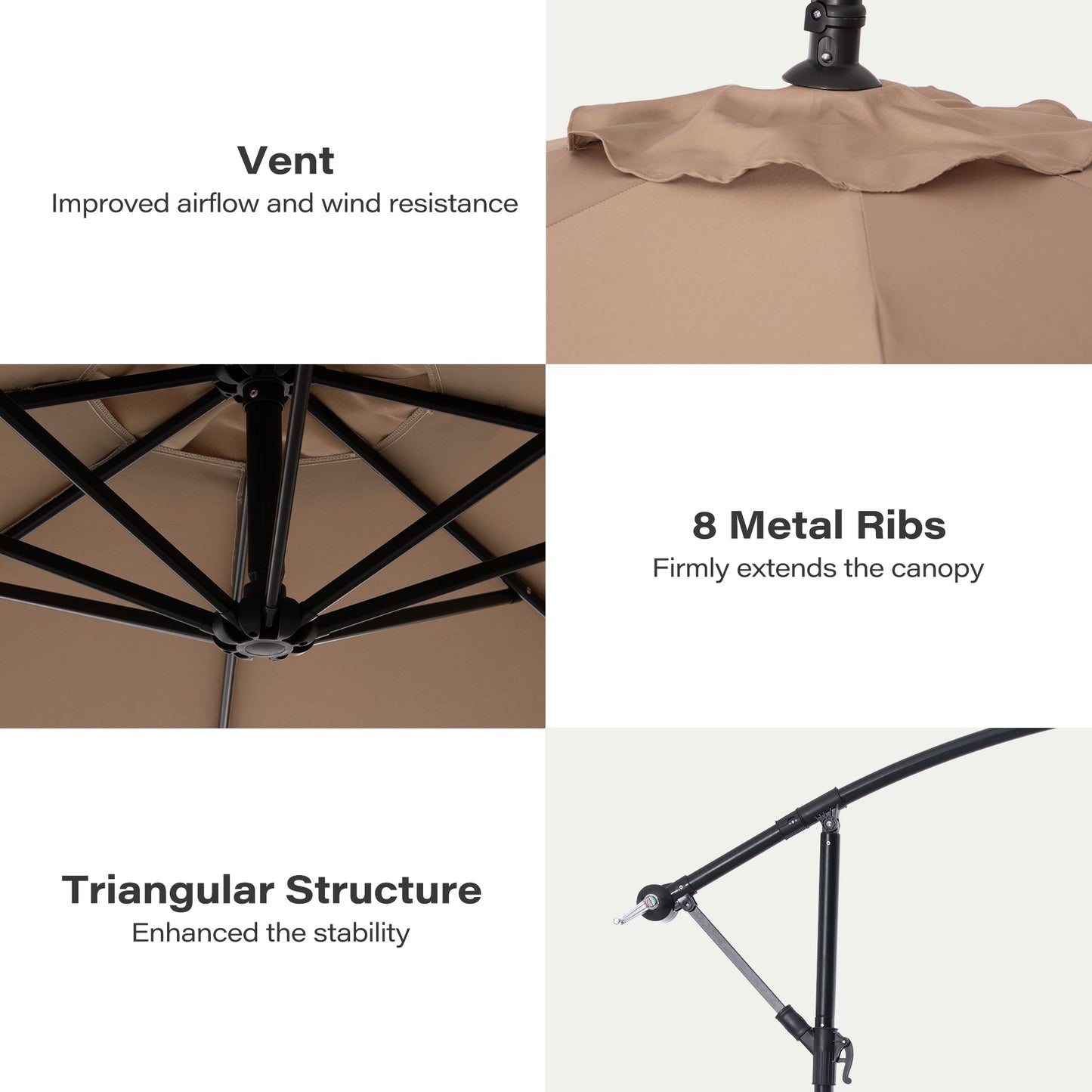 LAUSAINT HOME 10FT Round Cantilever Patio Umbrella