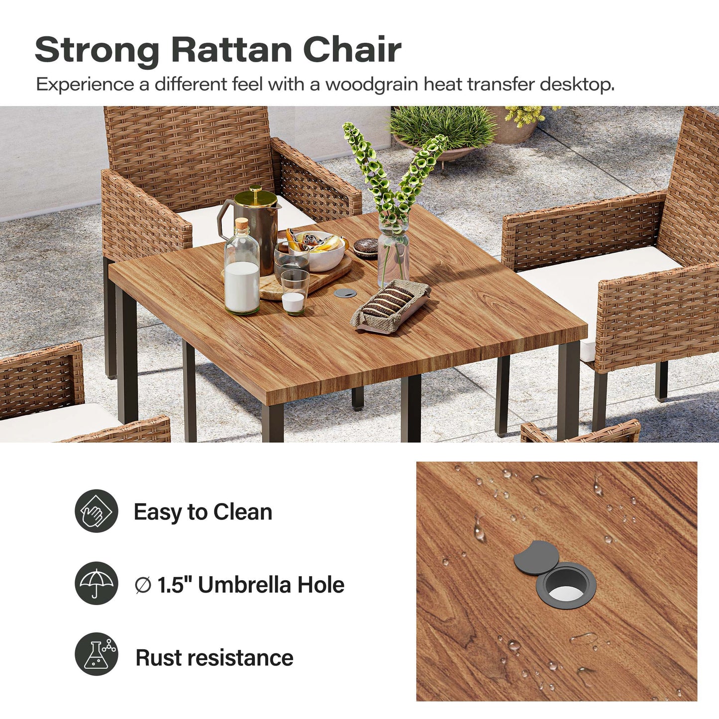 LAUSAINT HOME 5 Pieces Wicker Dining Set