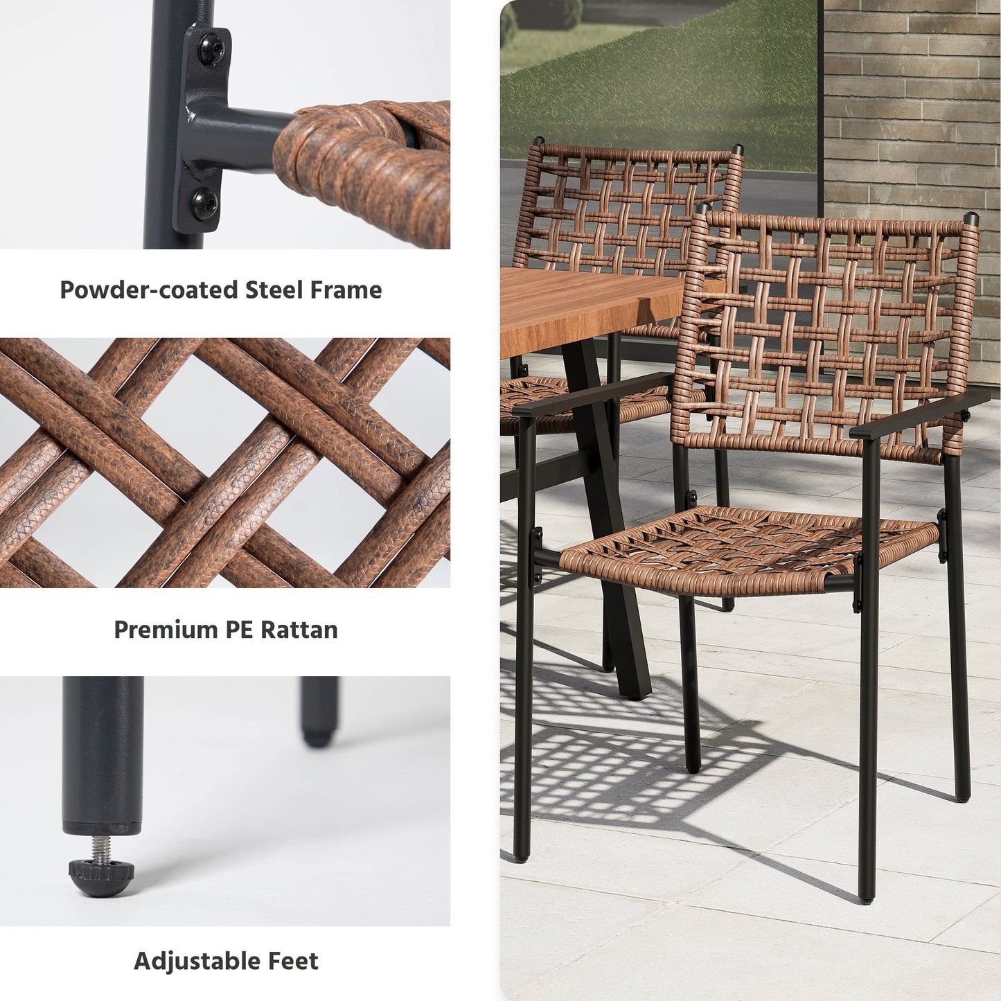 LAUSAINT HOME 7 Pieces Outdoor Rattan Patio Dining Set