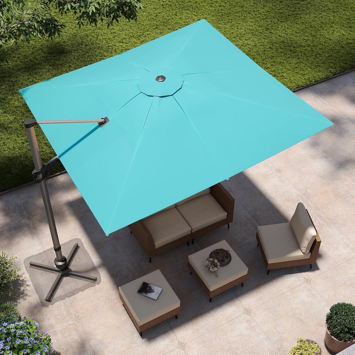 LAUSAINT HOME 10' Square Cantilever Umbrella with Olefin Fabric