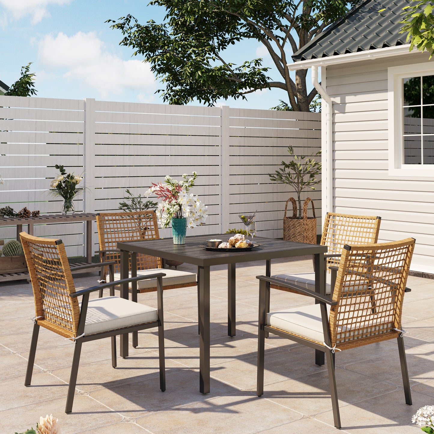 Lausaint Home 5-piece Outdoor Rattan Dining Set