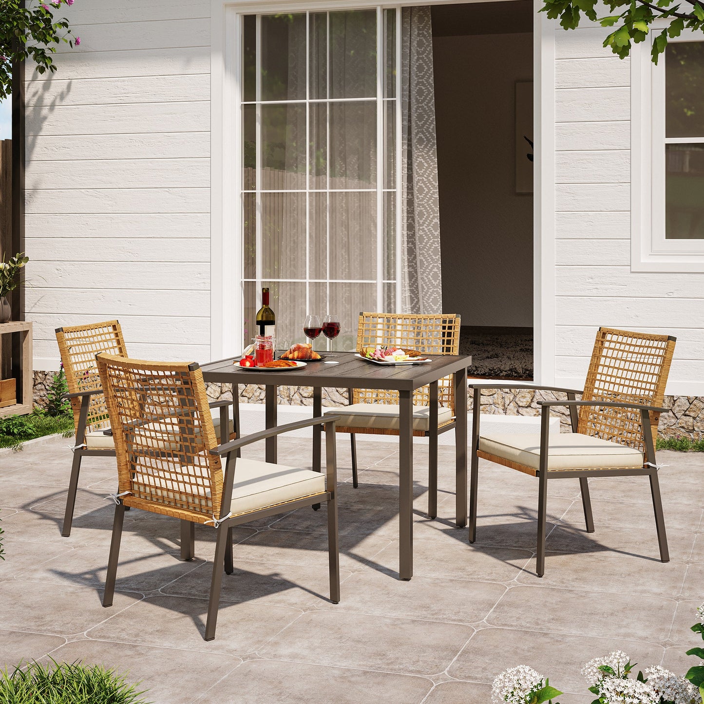 Lausaint Home 5-piece Outdoor Rattan Dining Set