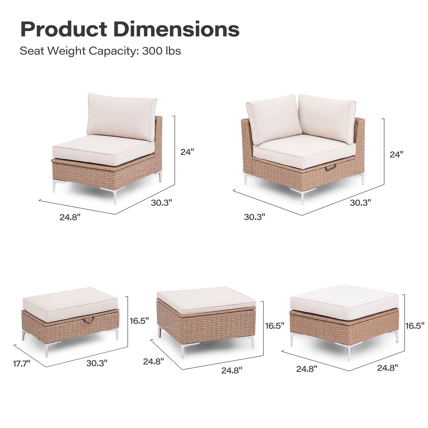 LAUSAINT HOME 7-Piece Outdoor Patio Set with Hidden Storage
