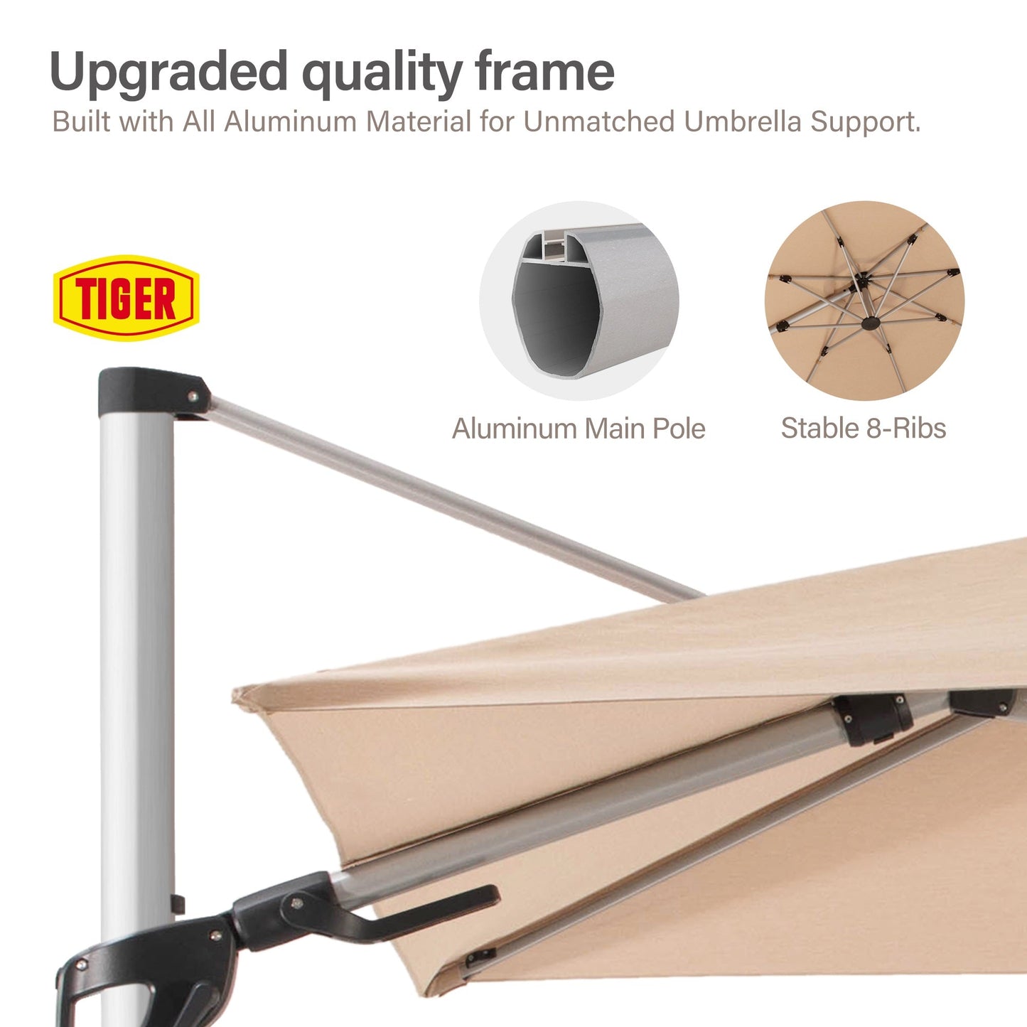 LAUSAINT HOME 10' Square LED Cantilever Umbrella
