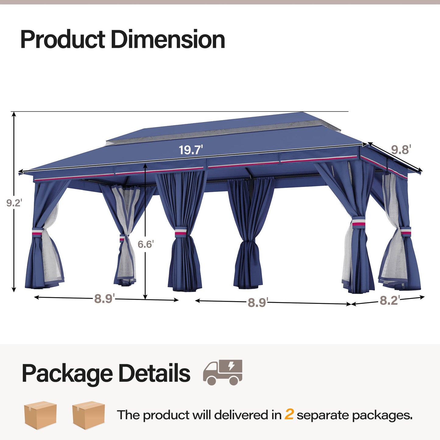LAUSAINT HOME 10'X 20' Patio Steel Gazebo