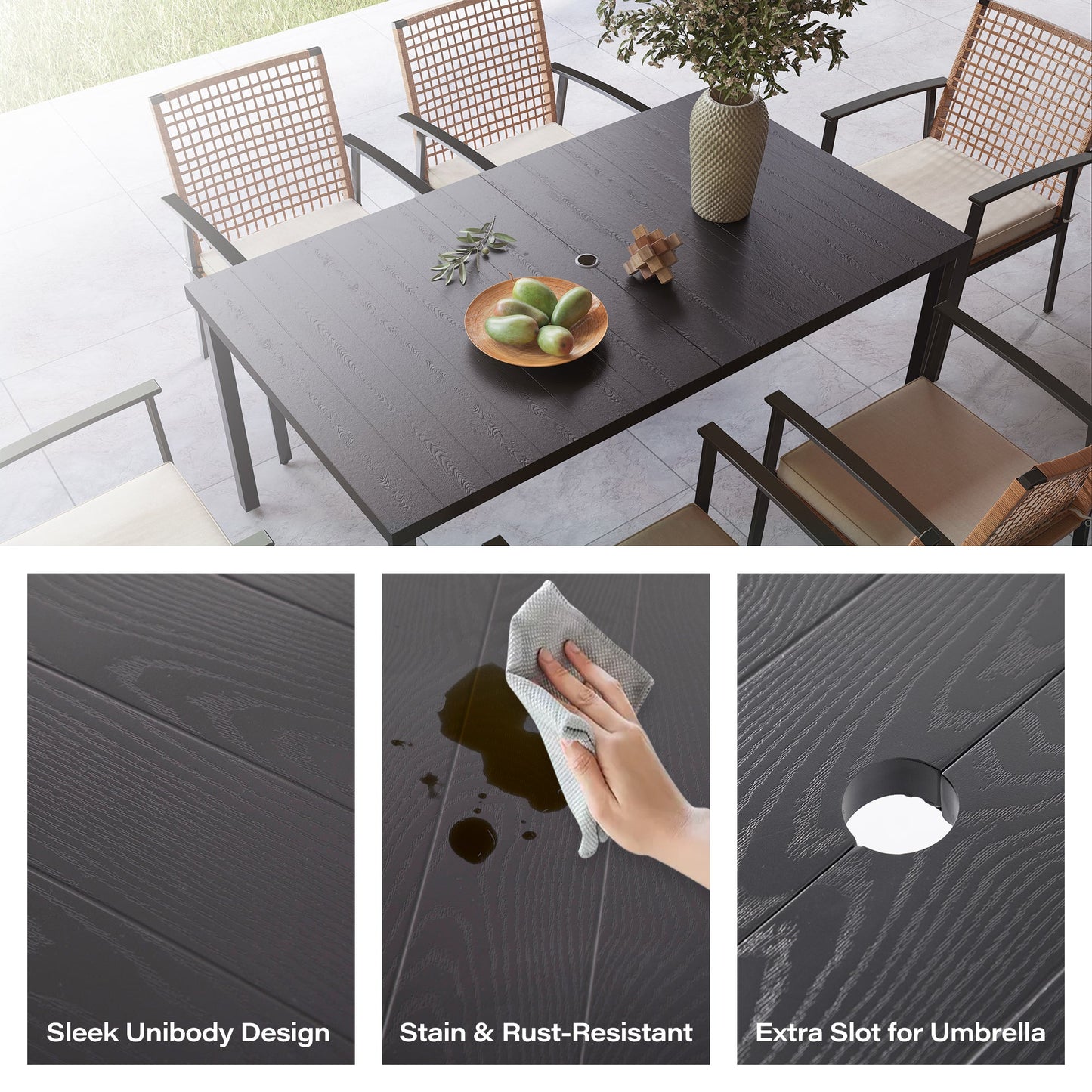 LAUSAINT HOME 6 - Person Rectangular Outdoor Dining Set