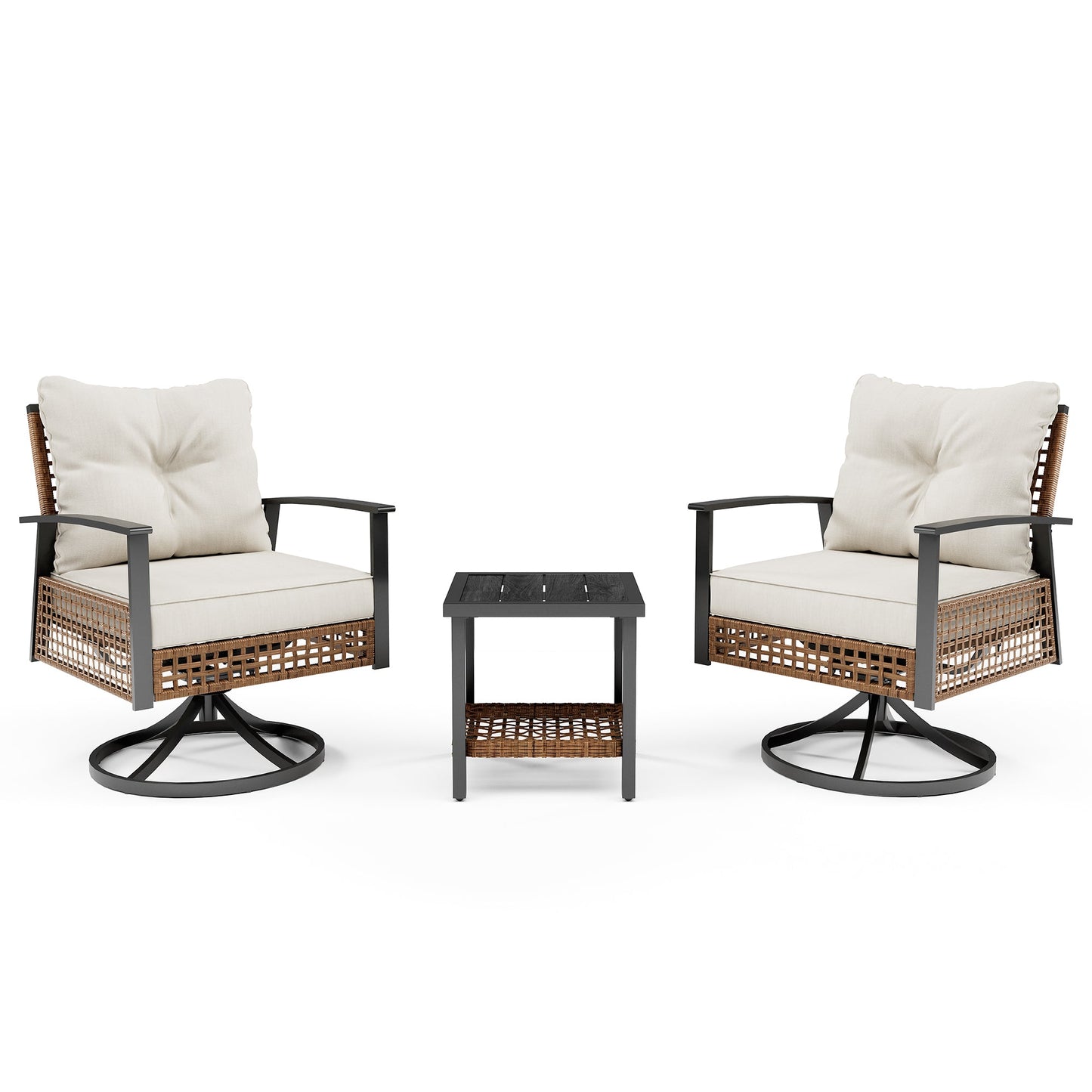 LAUSAINT HOME 3 Pieces Outdoor Swivel Chair