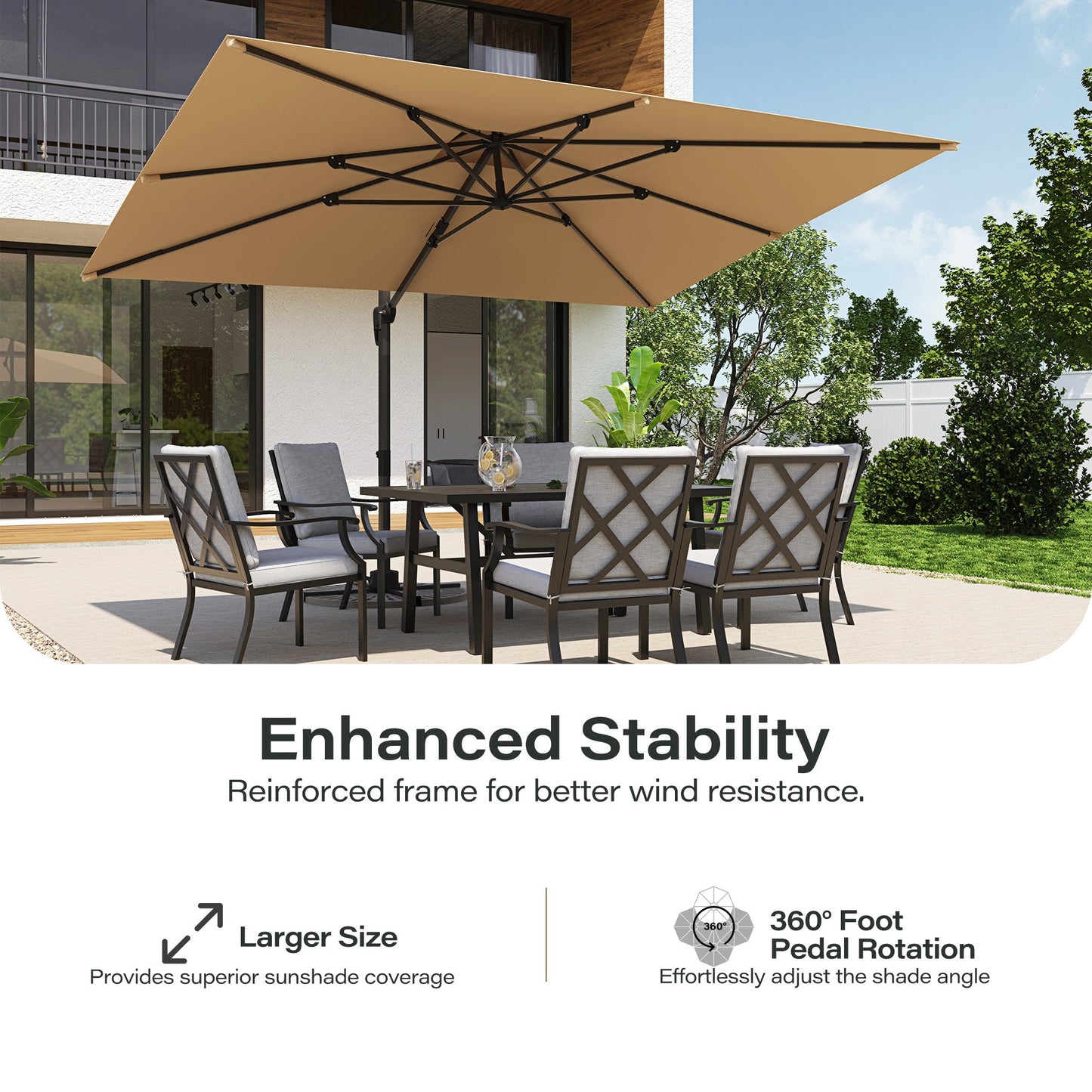 LAUSAINT HOME 9x12FT Rectangular Large Cantilever Umbrella