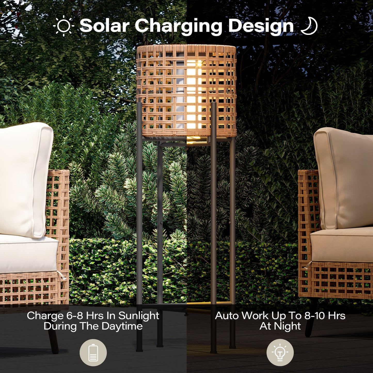 LAUSAINT HOME Modern 3-Piece Rocking Chair Set with Floor Lamp