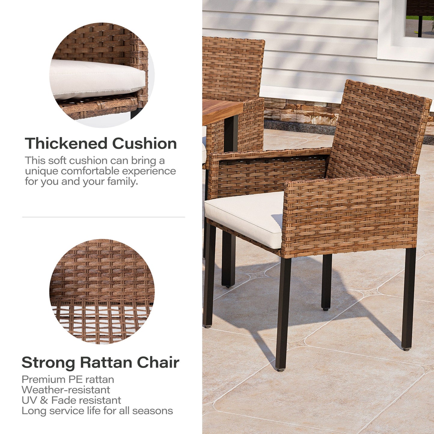 LAUSAINT HOME 5 Pieces Wicker Dining Set