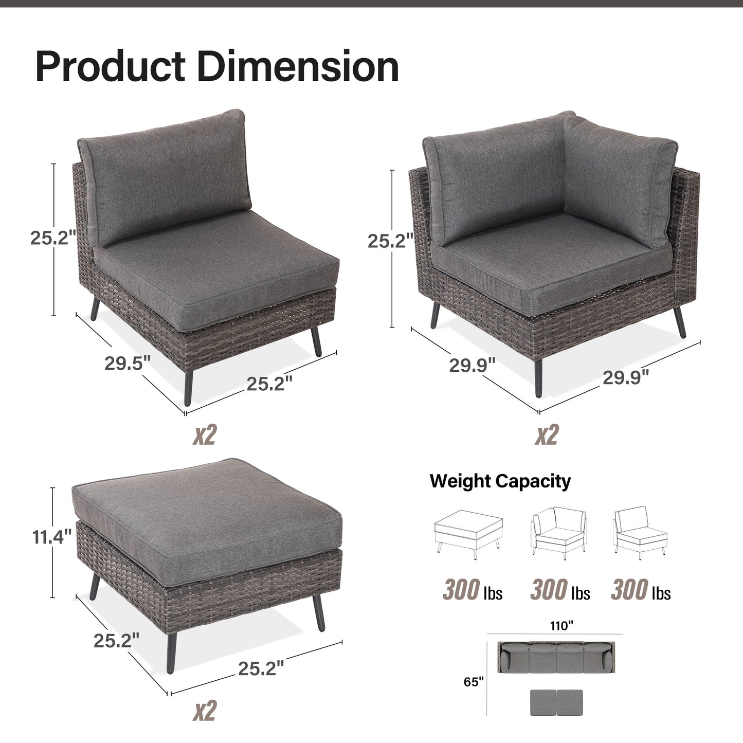 Lausaint Home 6-Piece Wicker Conversation Sofa