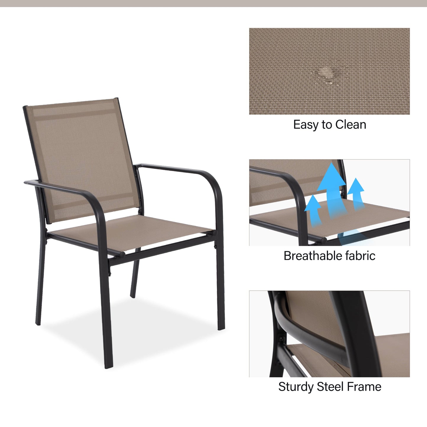 LAUSAINT HOME 3-Piece Outdoor Textilene Fabric Bar Set with Patio Table and Chairs