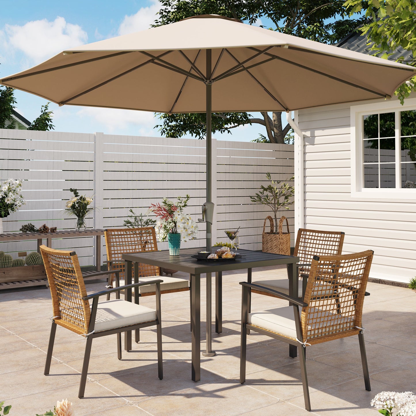 Lausaint Home 5-piece Outdoor Rattan Dining Set