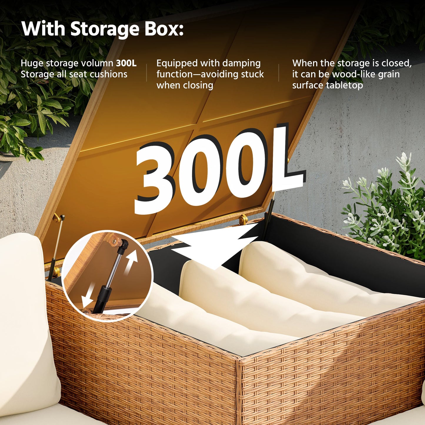 LAUSAINT HOME 6 Pieces Outdoor Rattan Patio Furniture Sets
