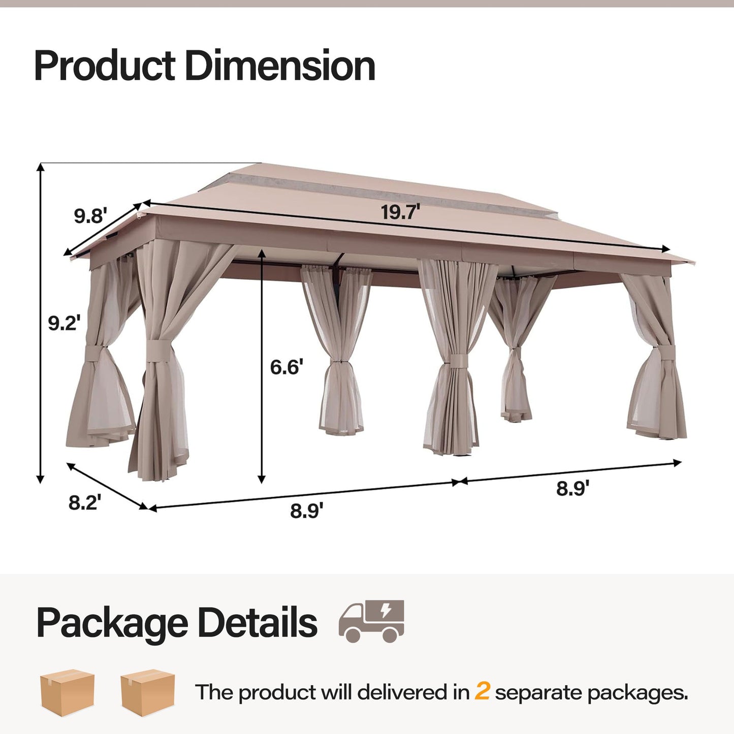 LAUSAINT HOME 10'X 20' Patio Steel Gazebo