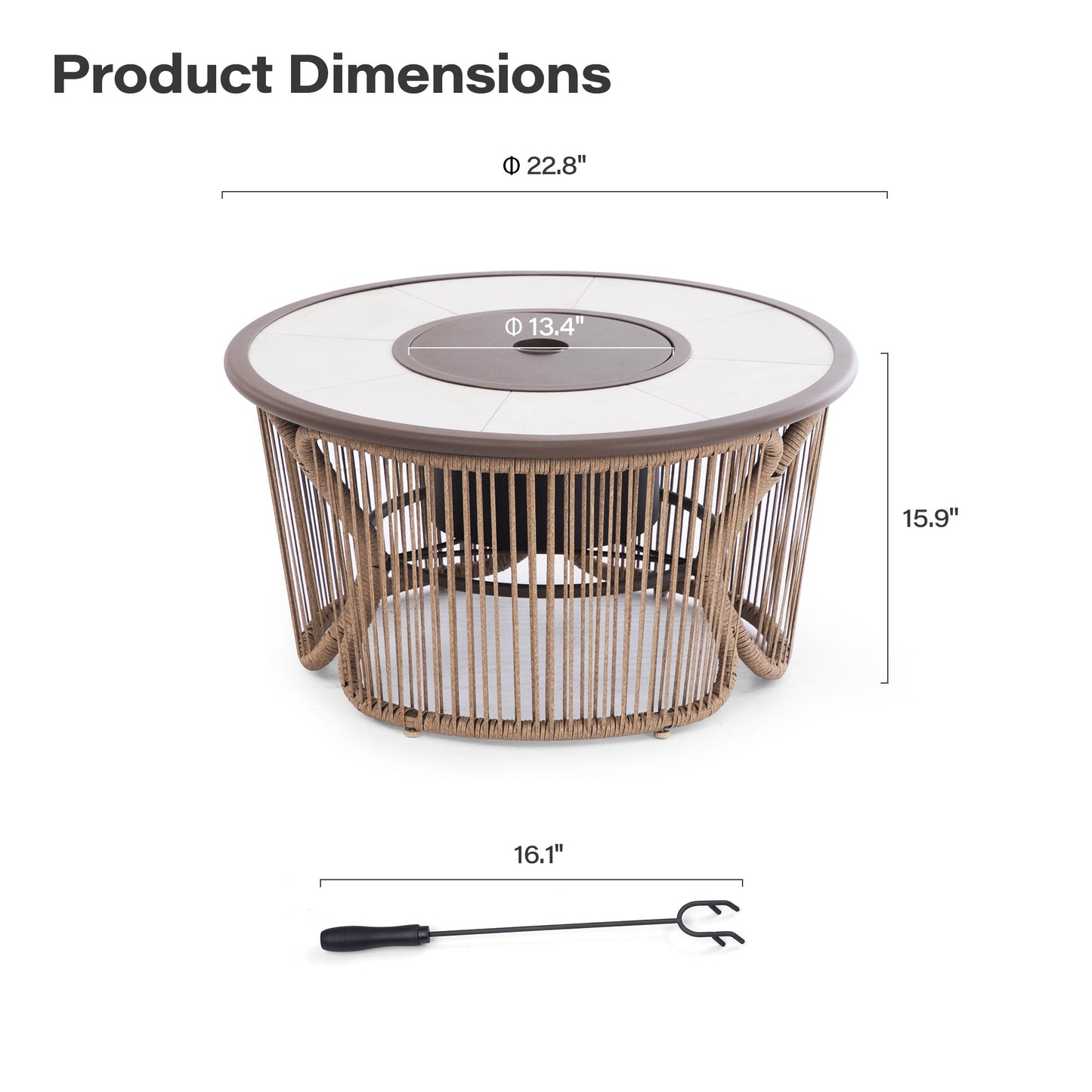 LAUSAINT HOME 3 in 1 Fire Pit for Backyard Bonfire Patio Outside
