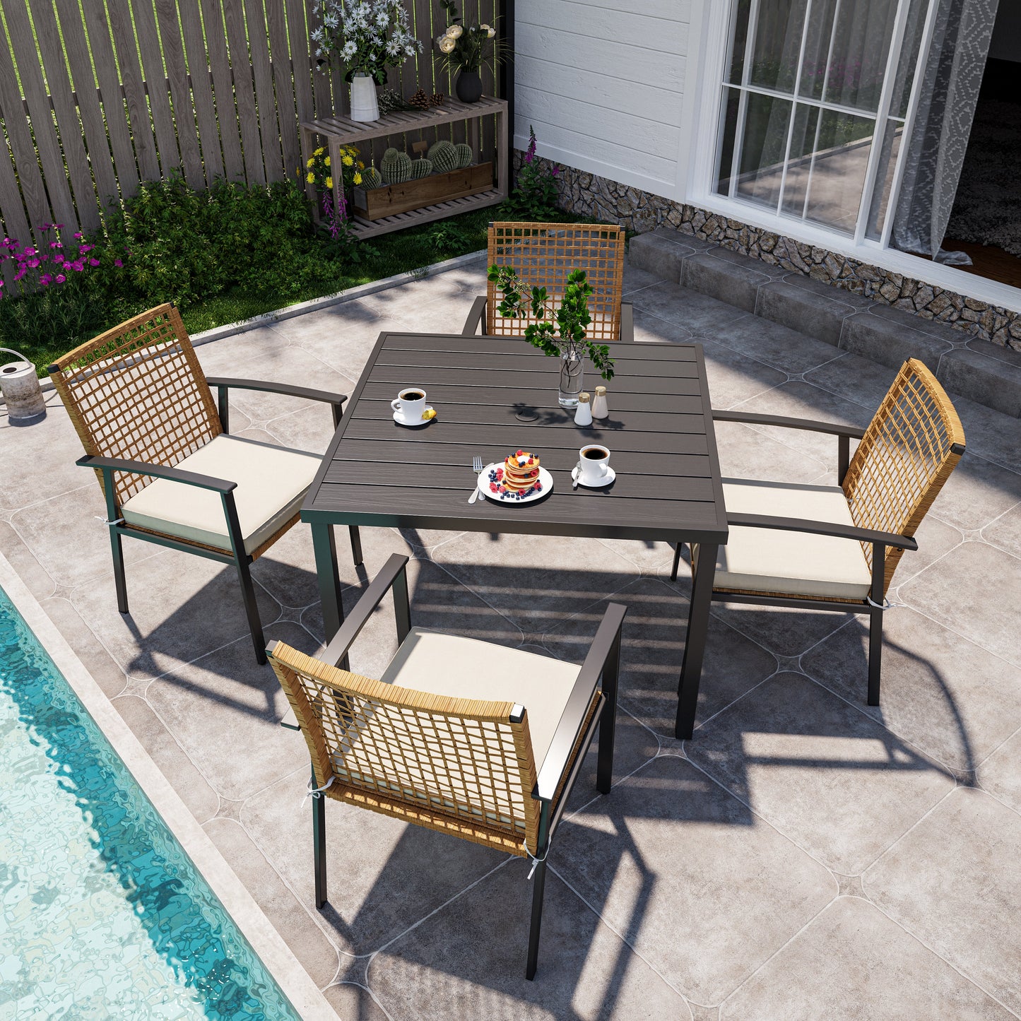 Lausaint Home 5-piece Outdoor Rattan Dining Set